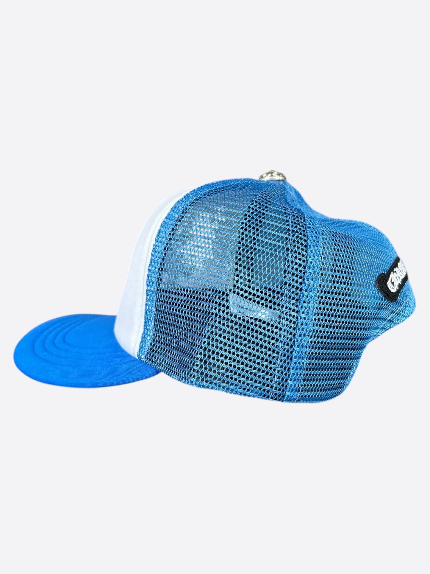 Chrome Hearts Blue Cemetery Cross Patch Trucker Hat