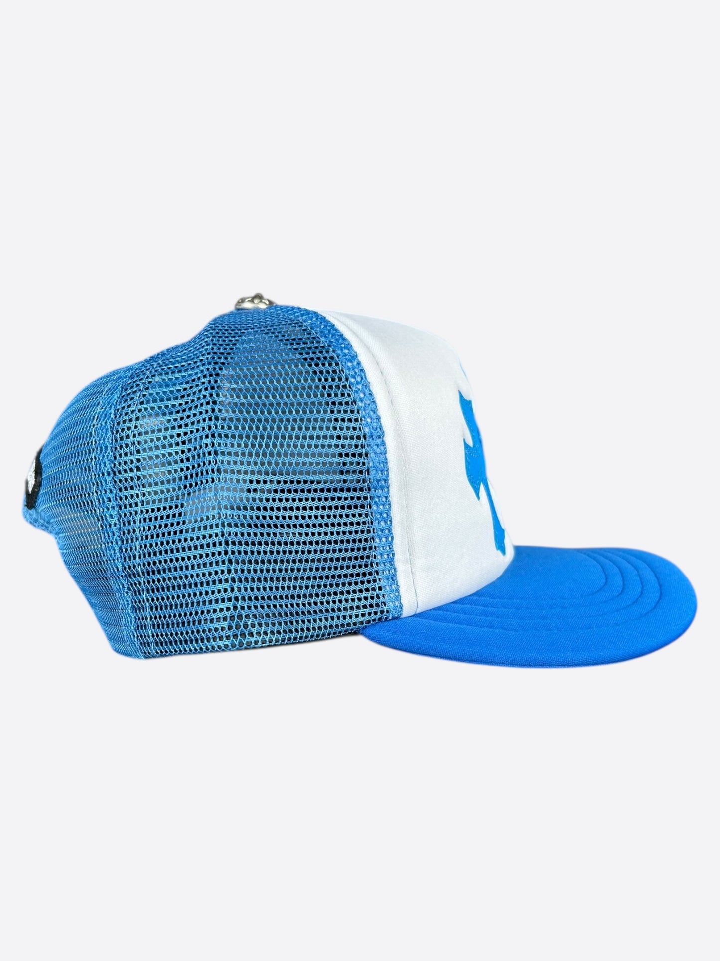 Chrome Hearts Blue Cemetery Cross Patch Trucker Hat