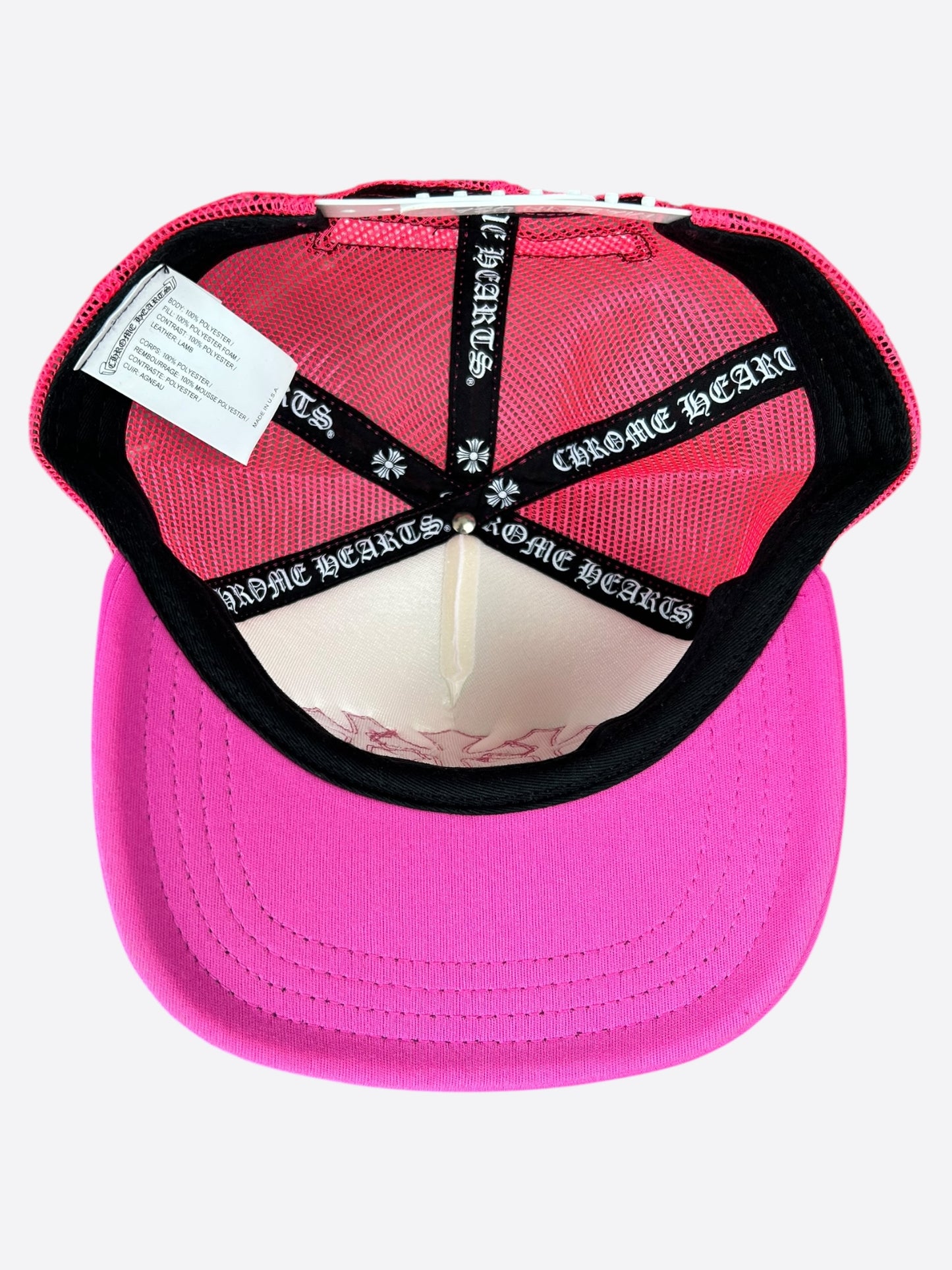 Chrome Hearts Pink Cemetery Cross Patch Trucker Hat