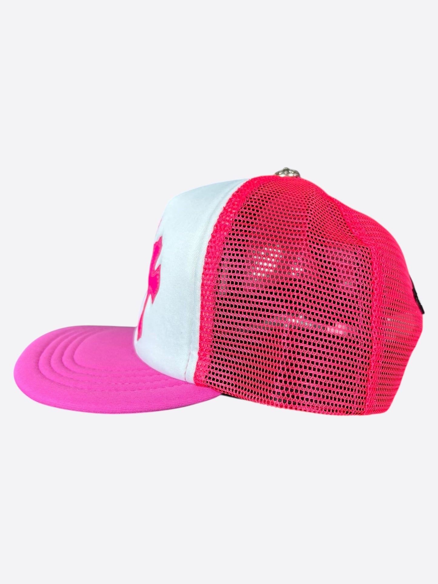 Chrome Hearts Pink Cemetery Cross Patch Trucker Hat
