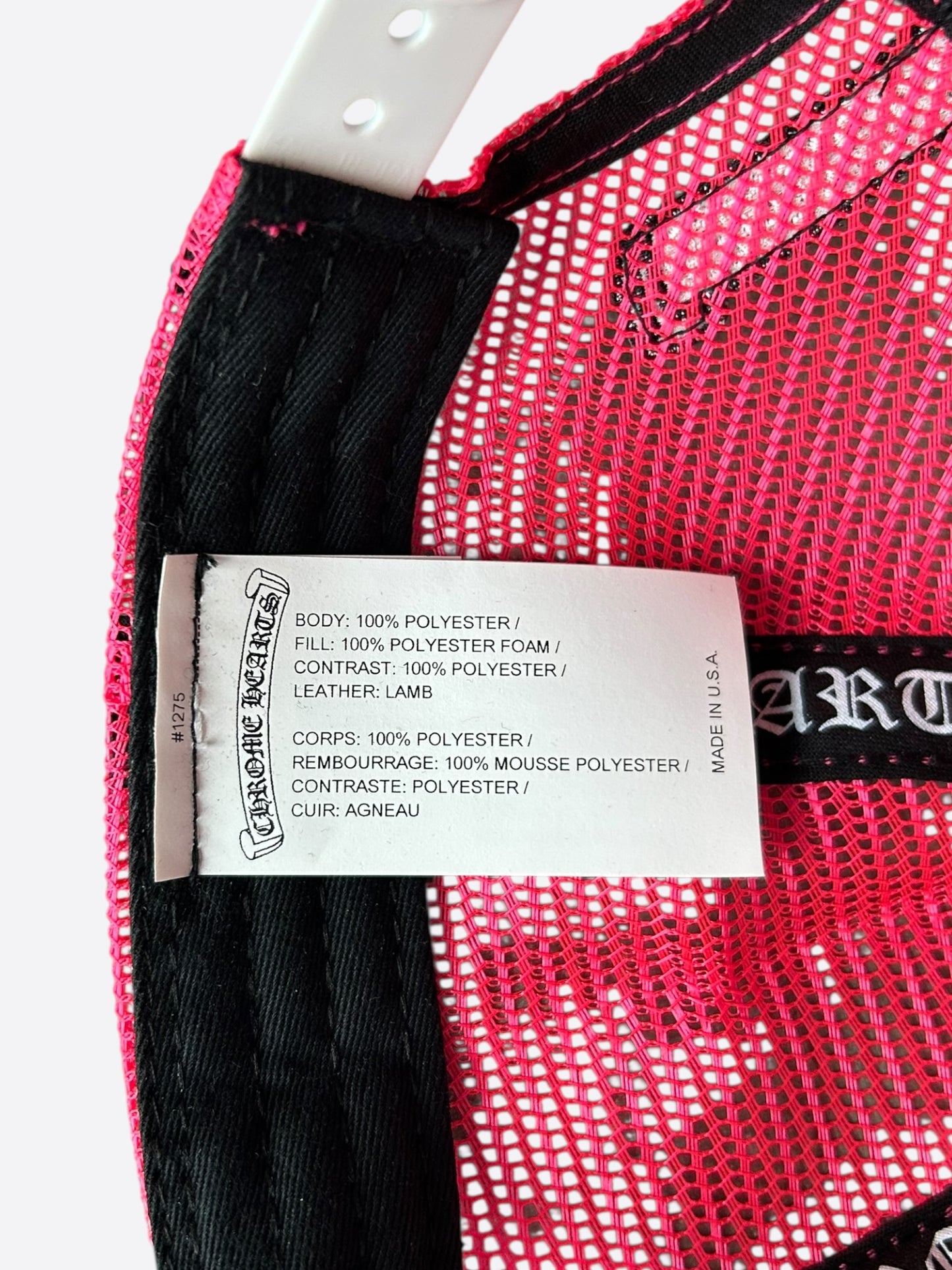 Chrome Hearts Pink Cemetery Cross Patch Trucker Hat