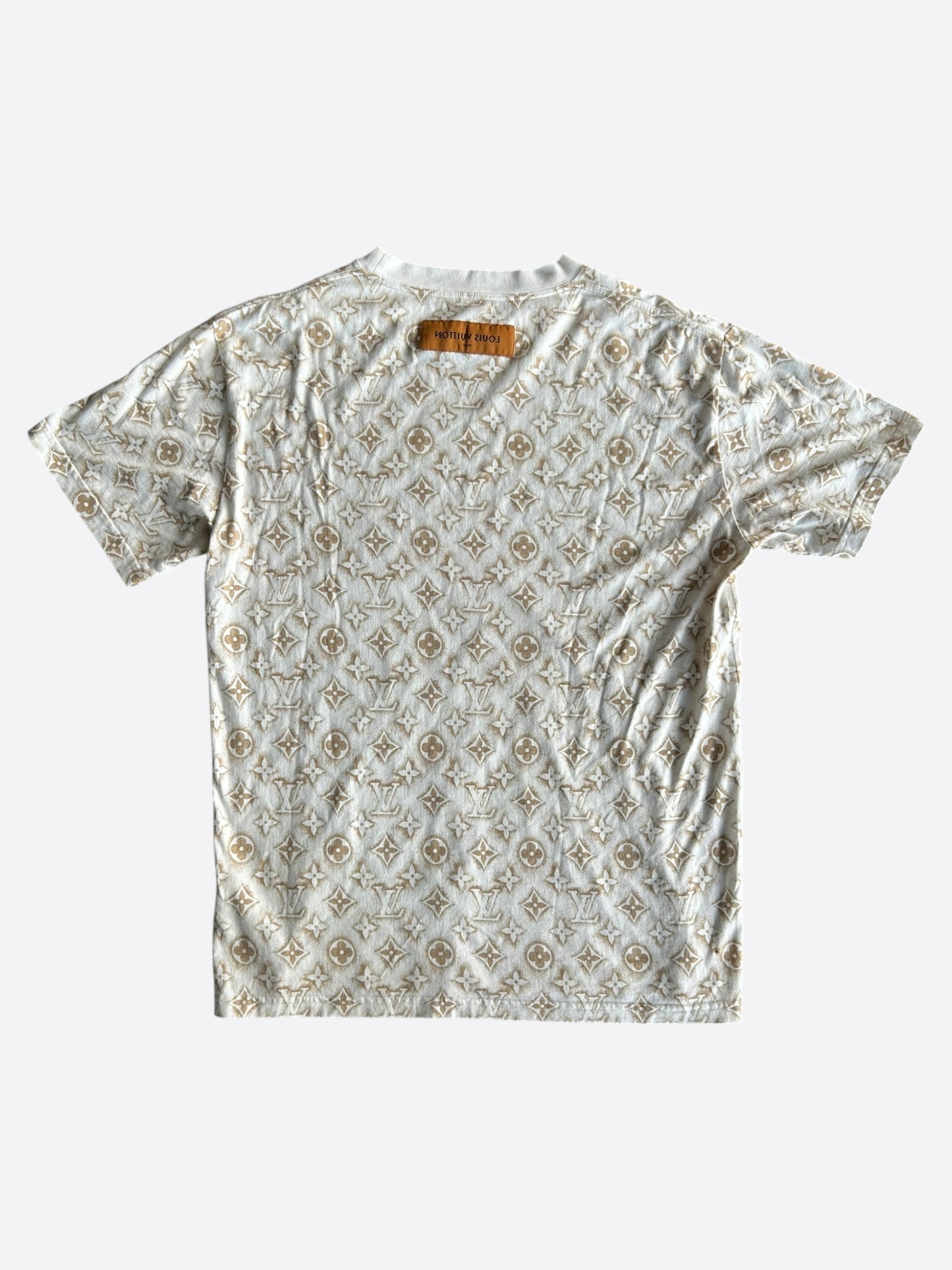 Louis Vuitton White & Tan Monogram T-Shirt