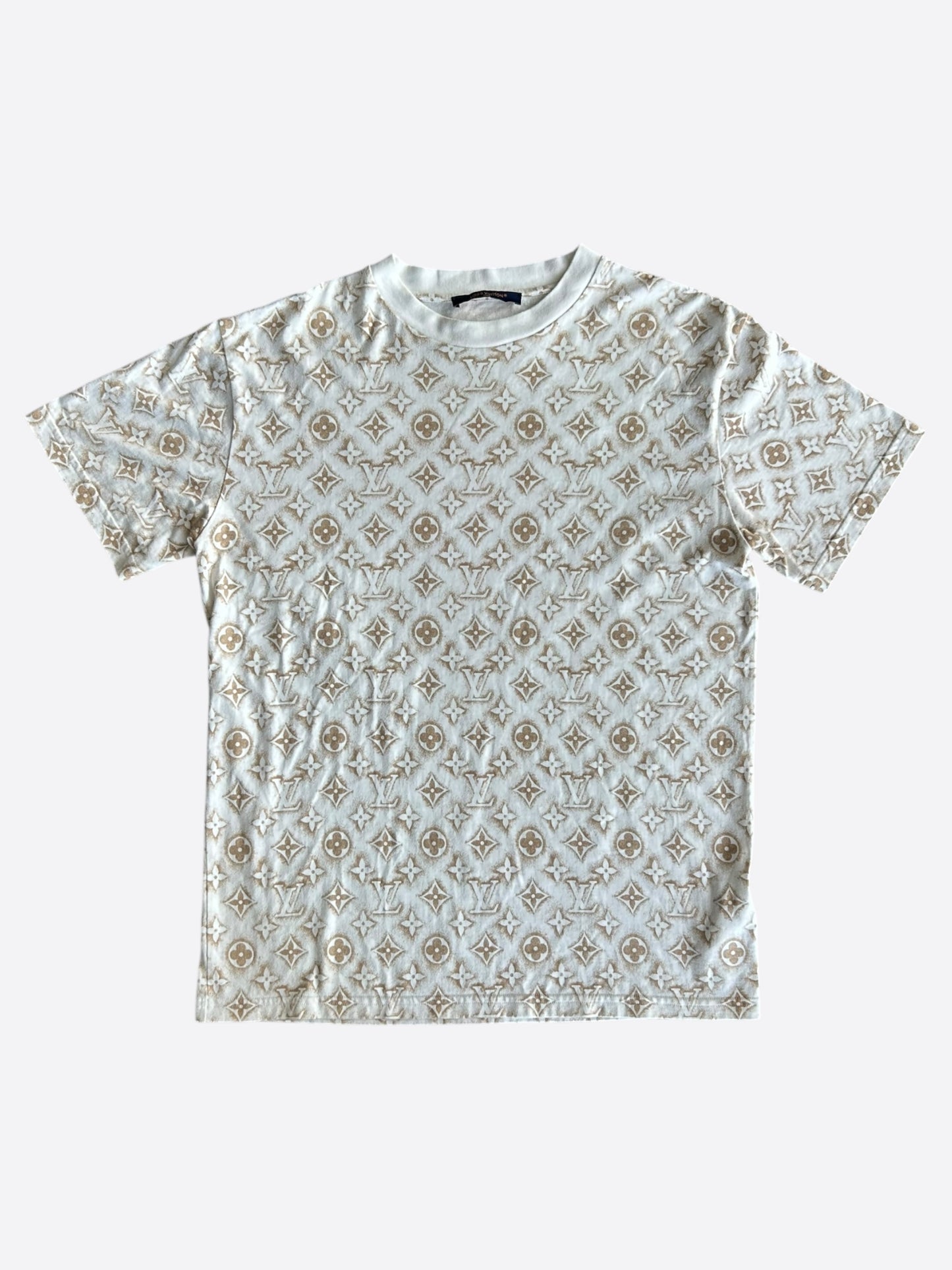 Louis Vuitton White & Tan Monogram T-Shirt