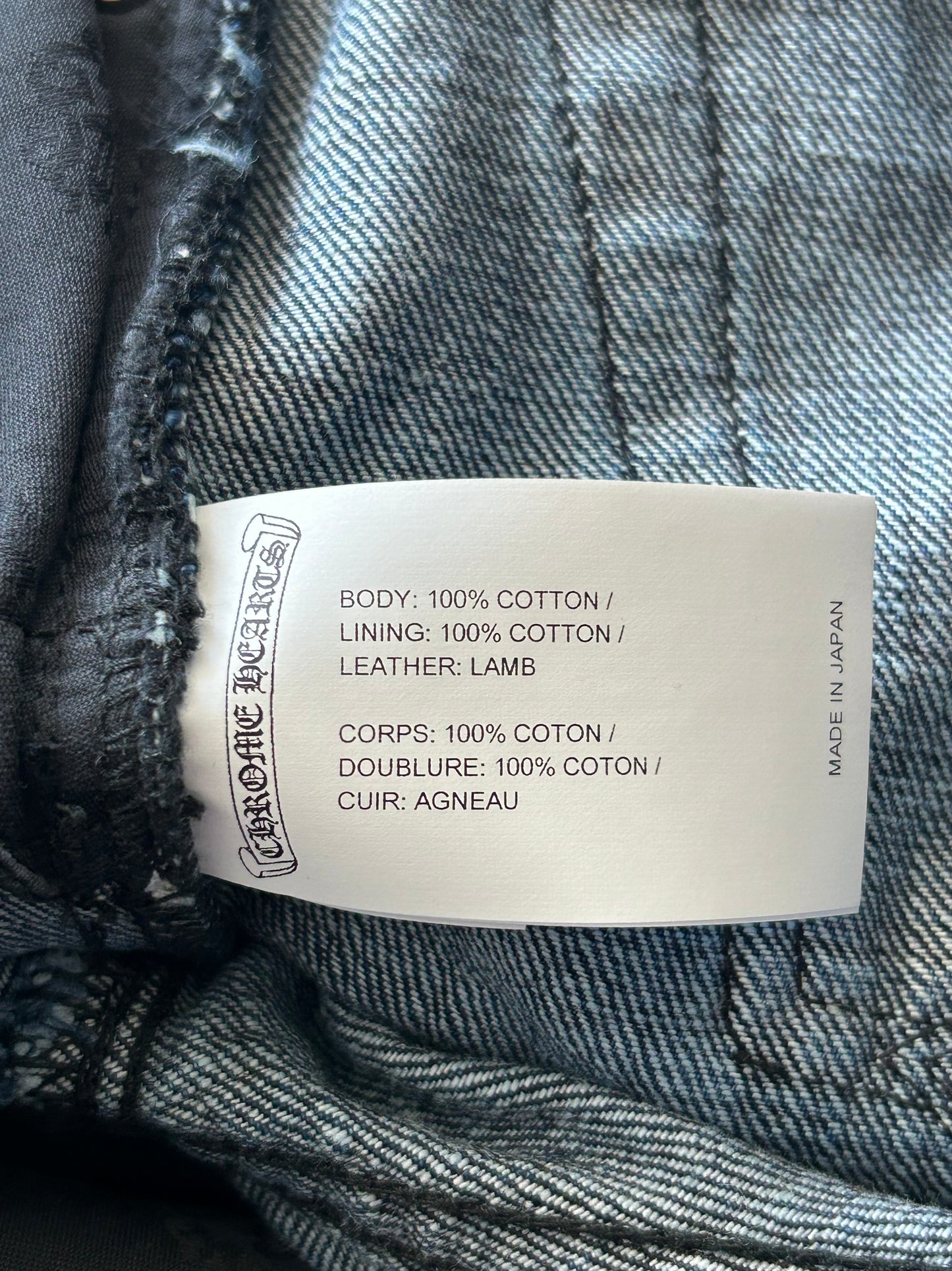 Chrome Hearts Blue & Black Cross Patch Fleur Jeans