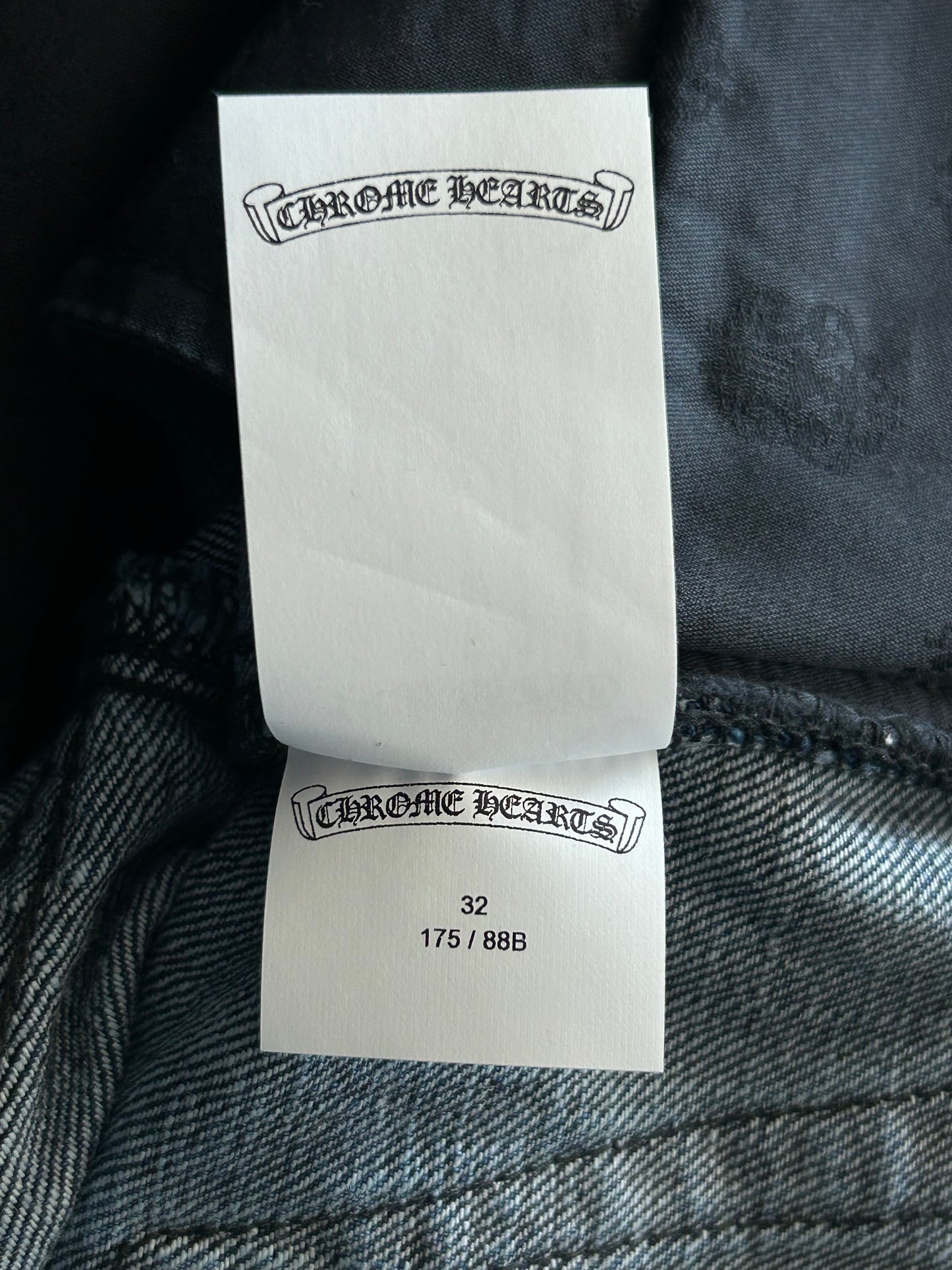Chrome Hearts Blue & Black Cross Patch Fleur Jeans