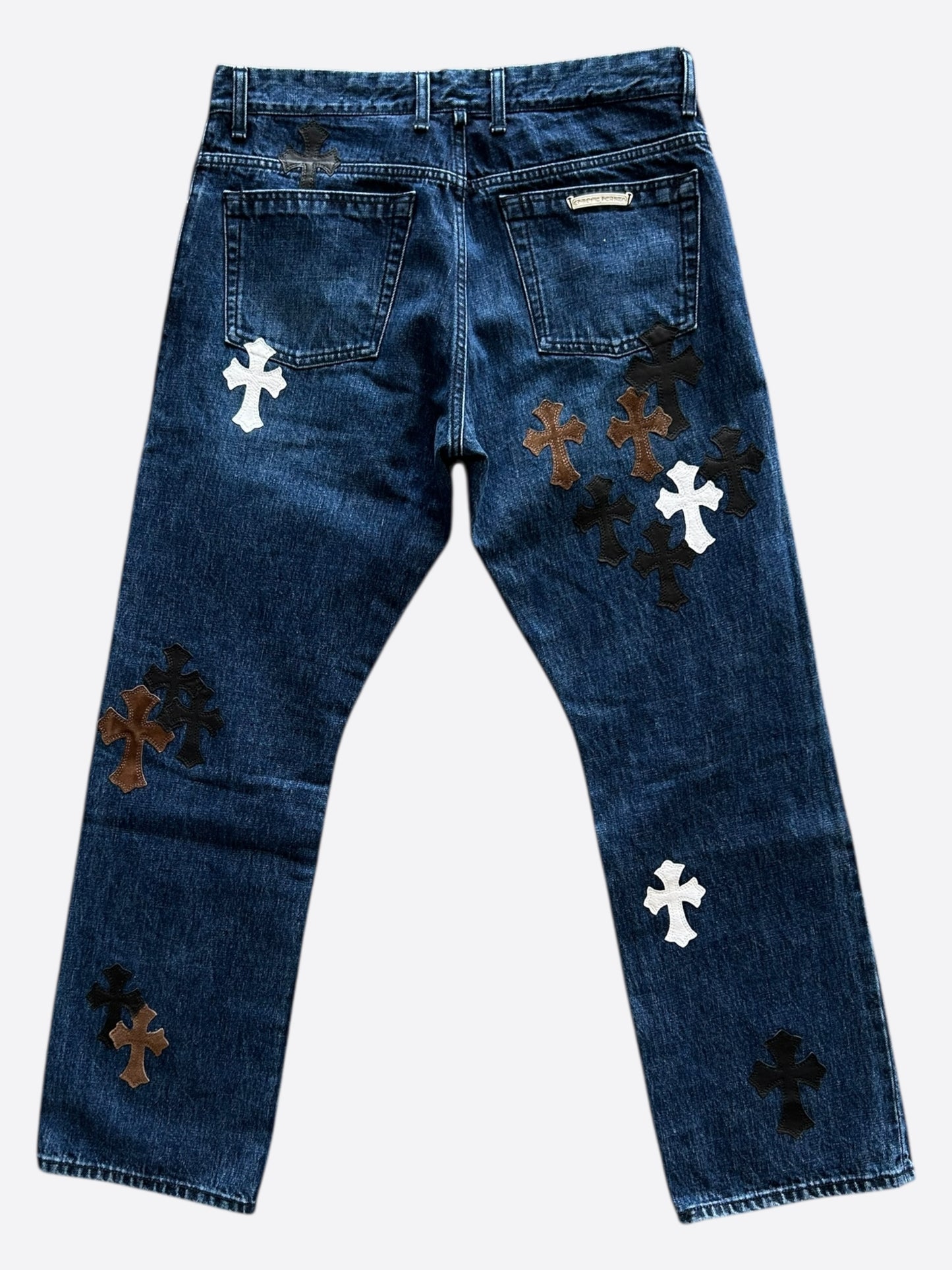 Chrome Hearts Blue Multicolor Cross Patch Jeans