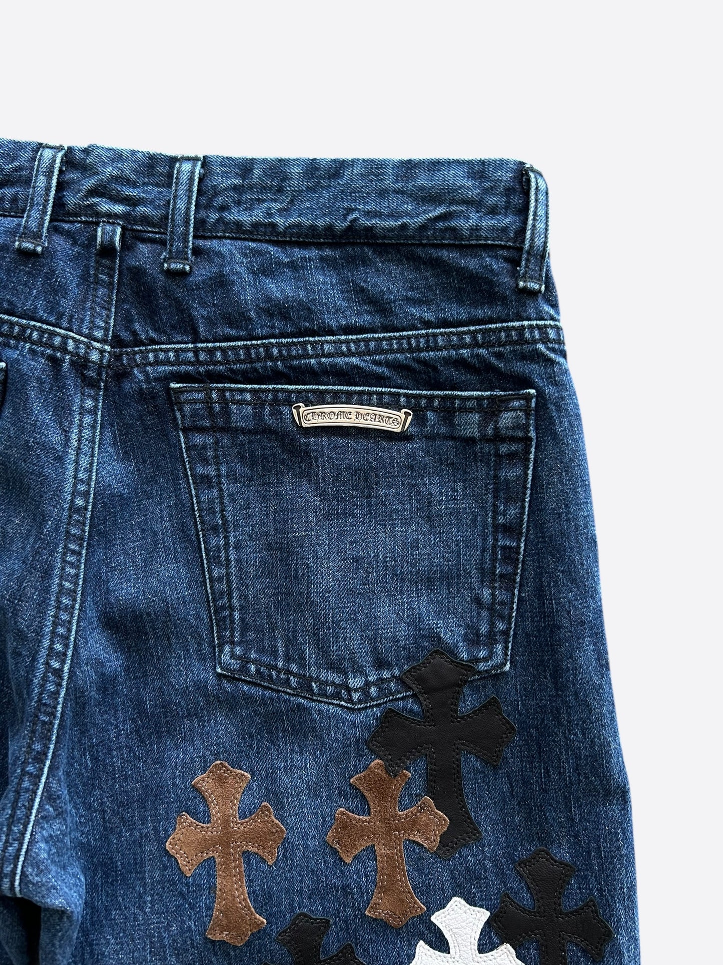 Chrome Hearts Blue Multicolor Cross Patch Jeans