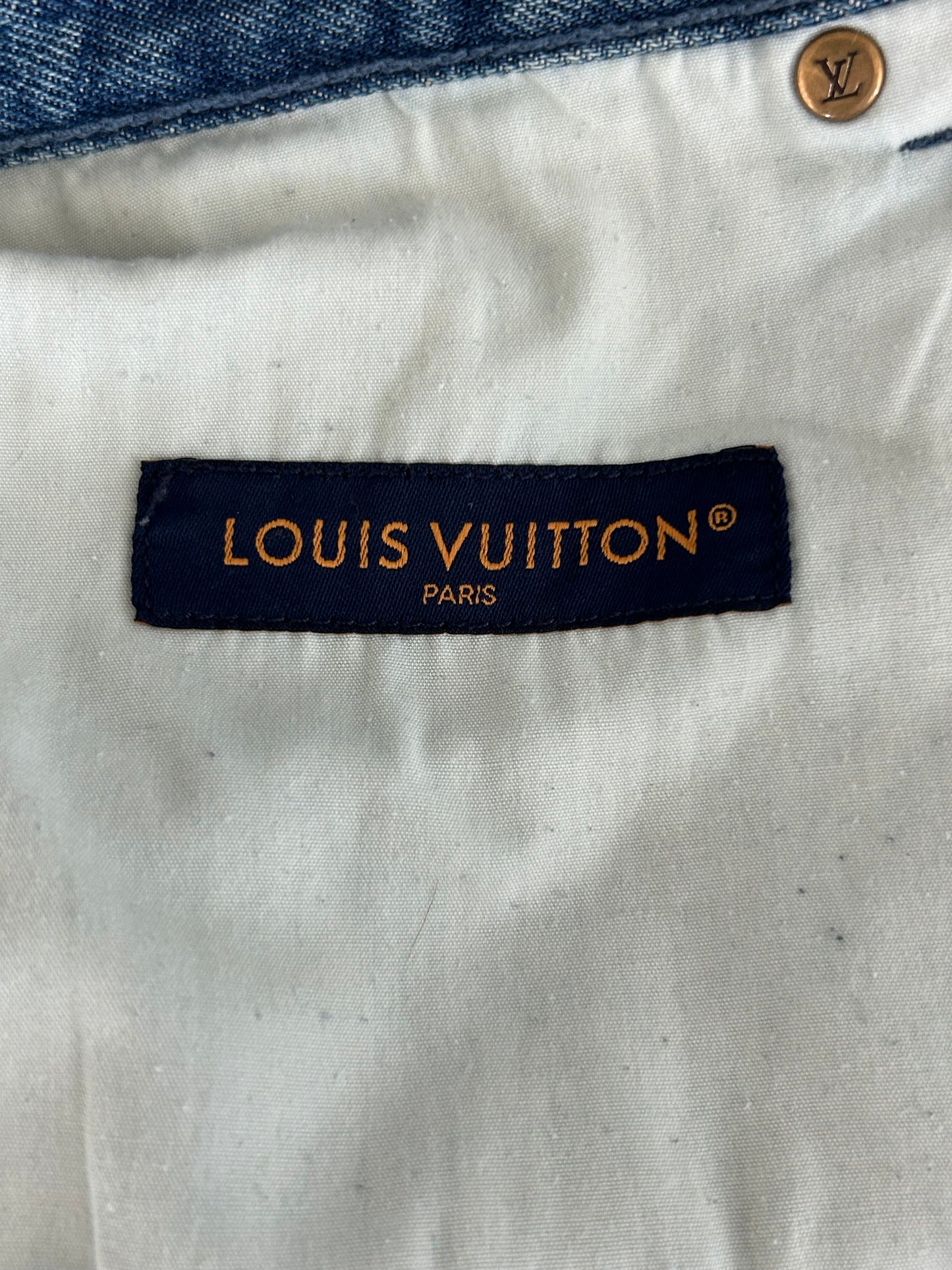Louis Vuitton Blue Monogram Carpenter Denim Shorts