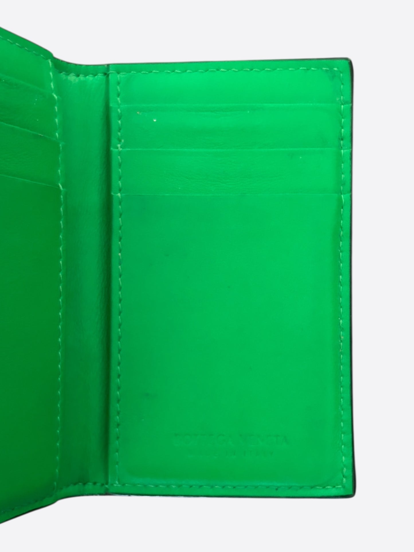 Bottega Veneta Green Intrecciato Leather Cassette Card Case