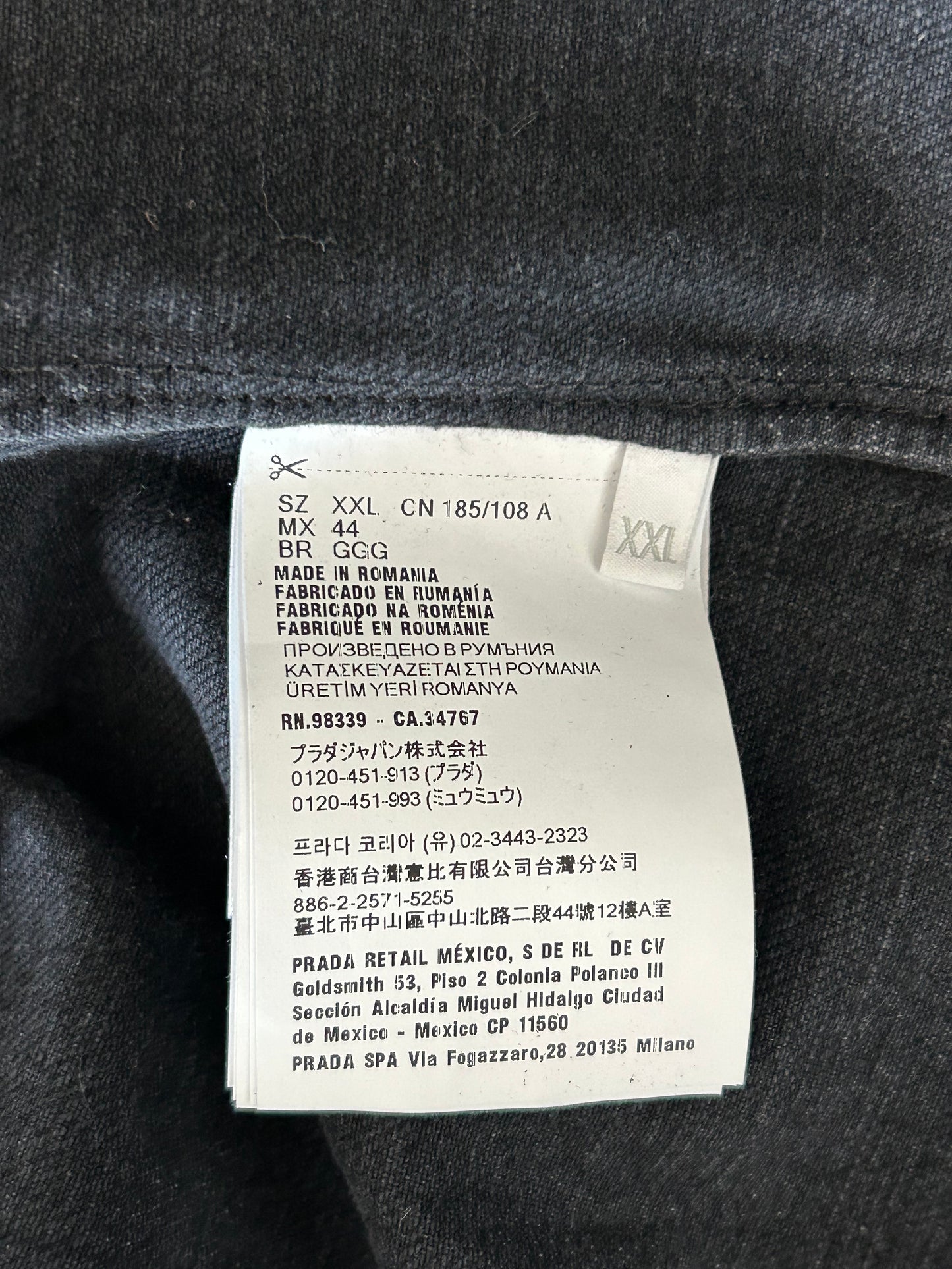 Prada Washed Black Logo Denim Button Up Shirt