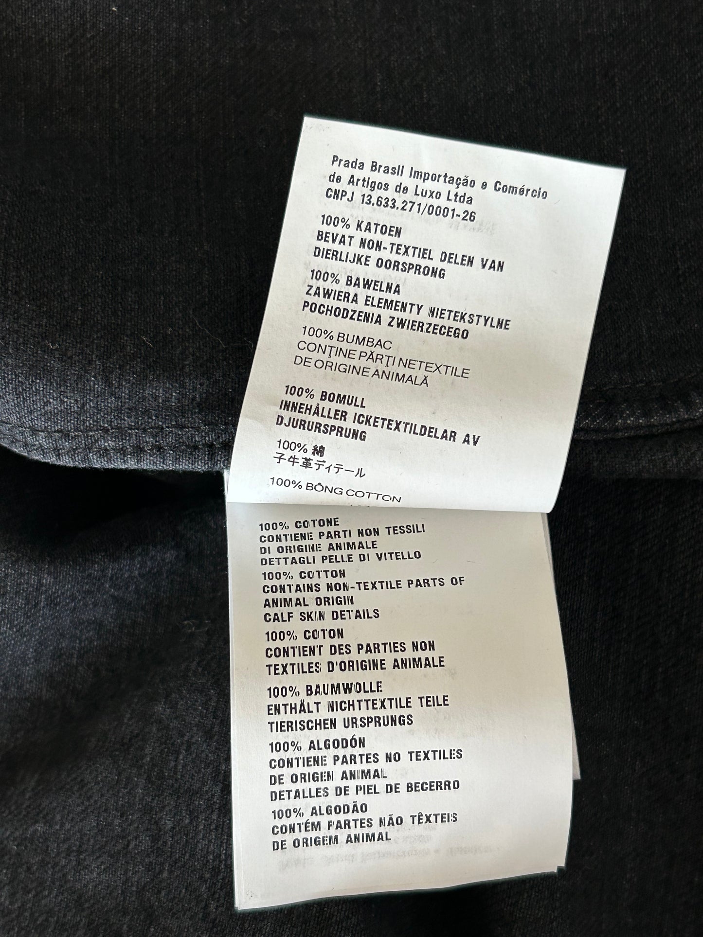 Prada Washed Black Logo Denim Button Up Shirt