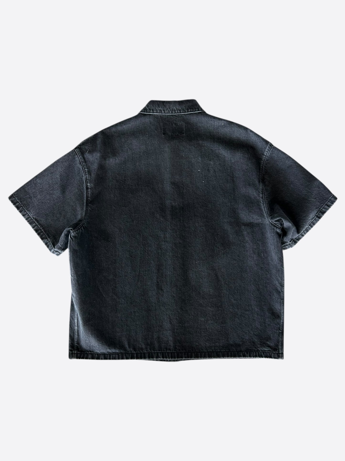 Prada Washed Black Logo Denim Button Up Shirt