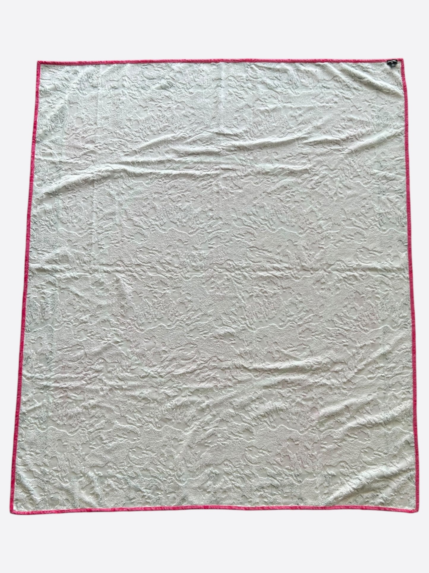 Chanel Pink & White CC Logo Large Beach Towel