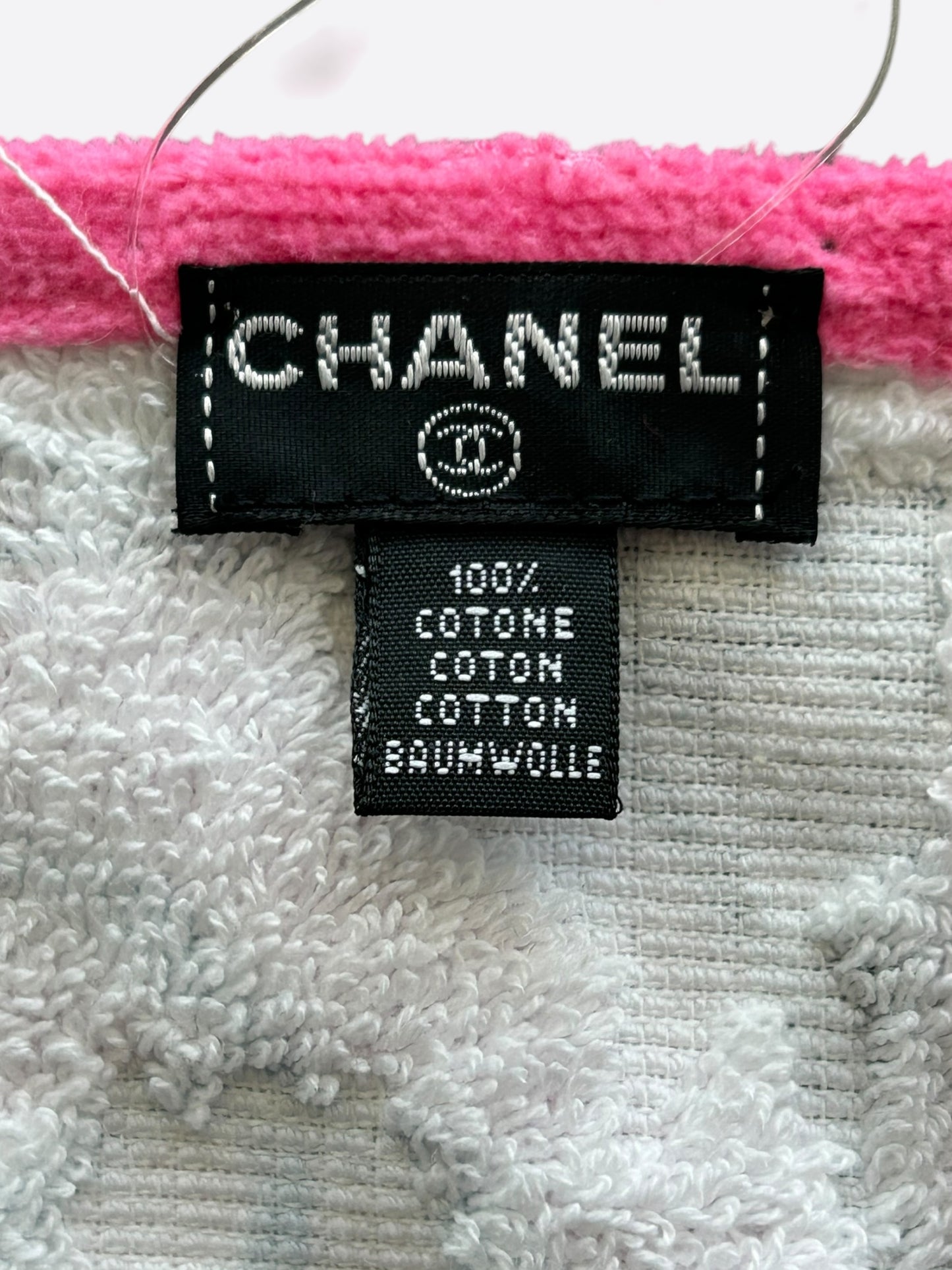 Chanel Pink & White CC Logo Large Beach Towel