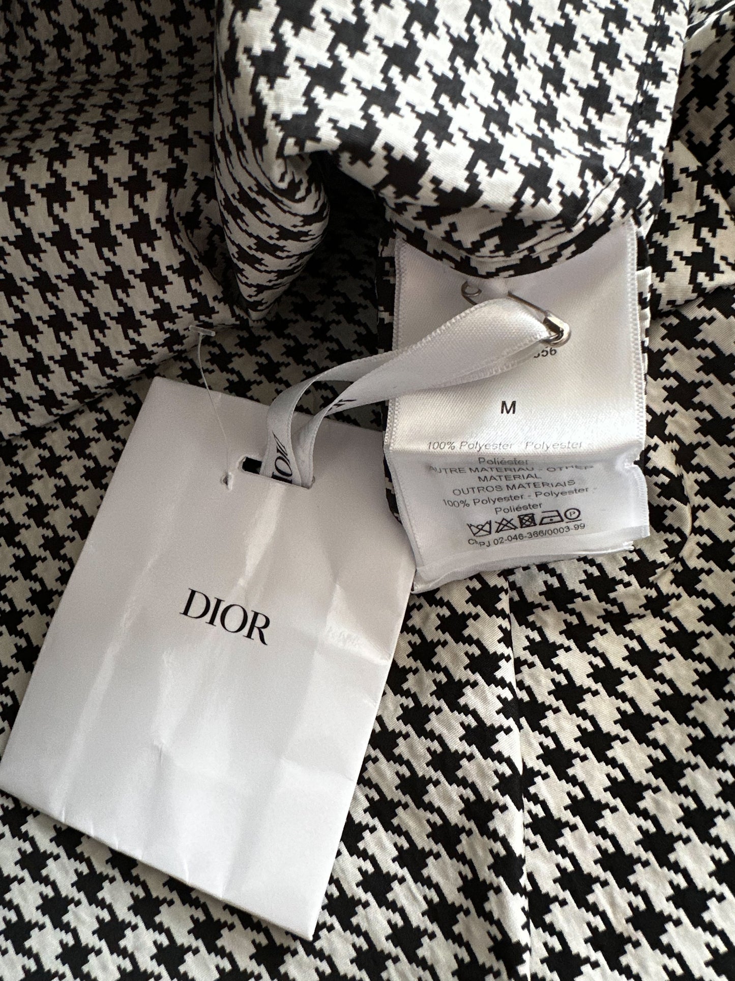 Dior Black & White Houndstooth Taffeta Oversized Women's Anorak