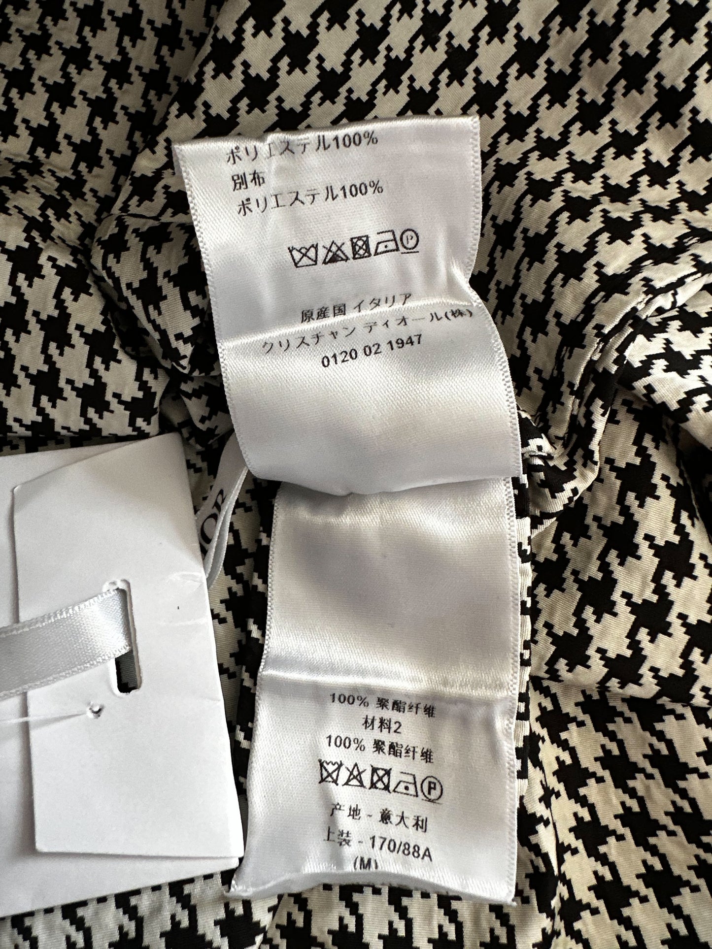 Dior Black & White Houndstooth Taffeta Oversized Women's Anorak