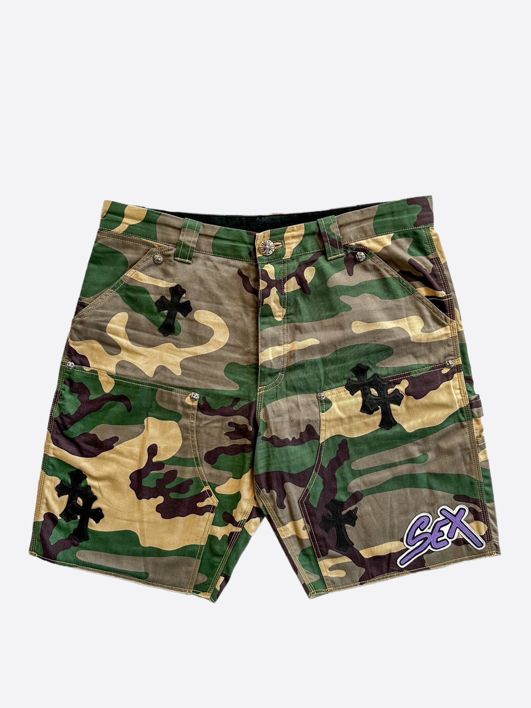 Chrome Hearts Camouflage Sex Records Cross Patch Carpenter Shorts –  Savonches