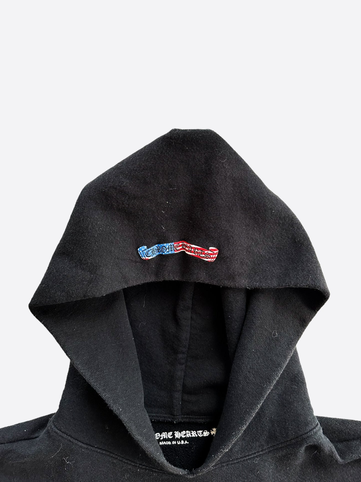 Chrome Hearts Black USA Flag Scroll Logo Hoodie