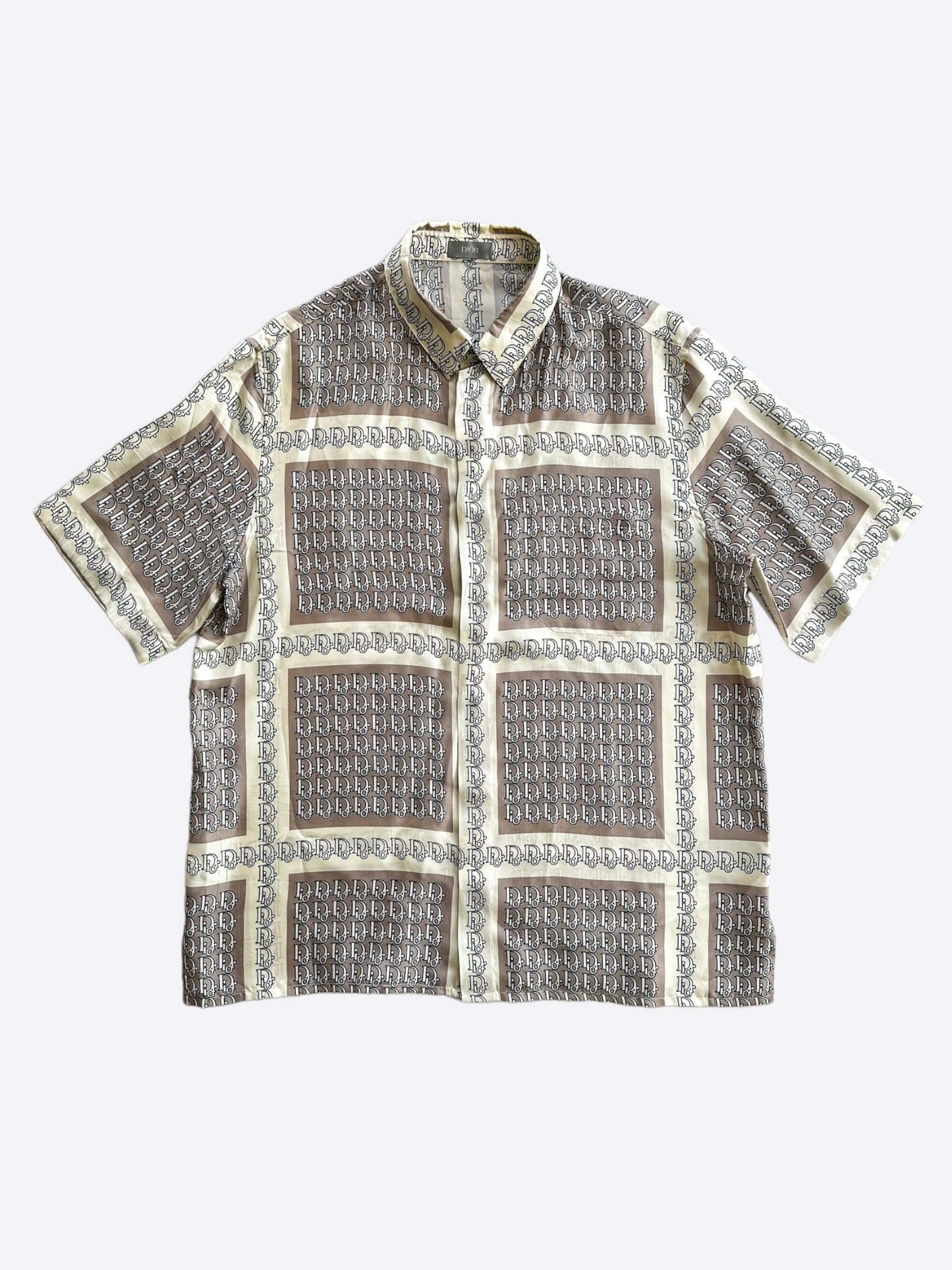 Dior Beige Oblique Silk Button Up Shirt