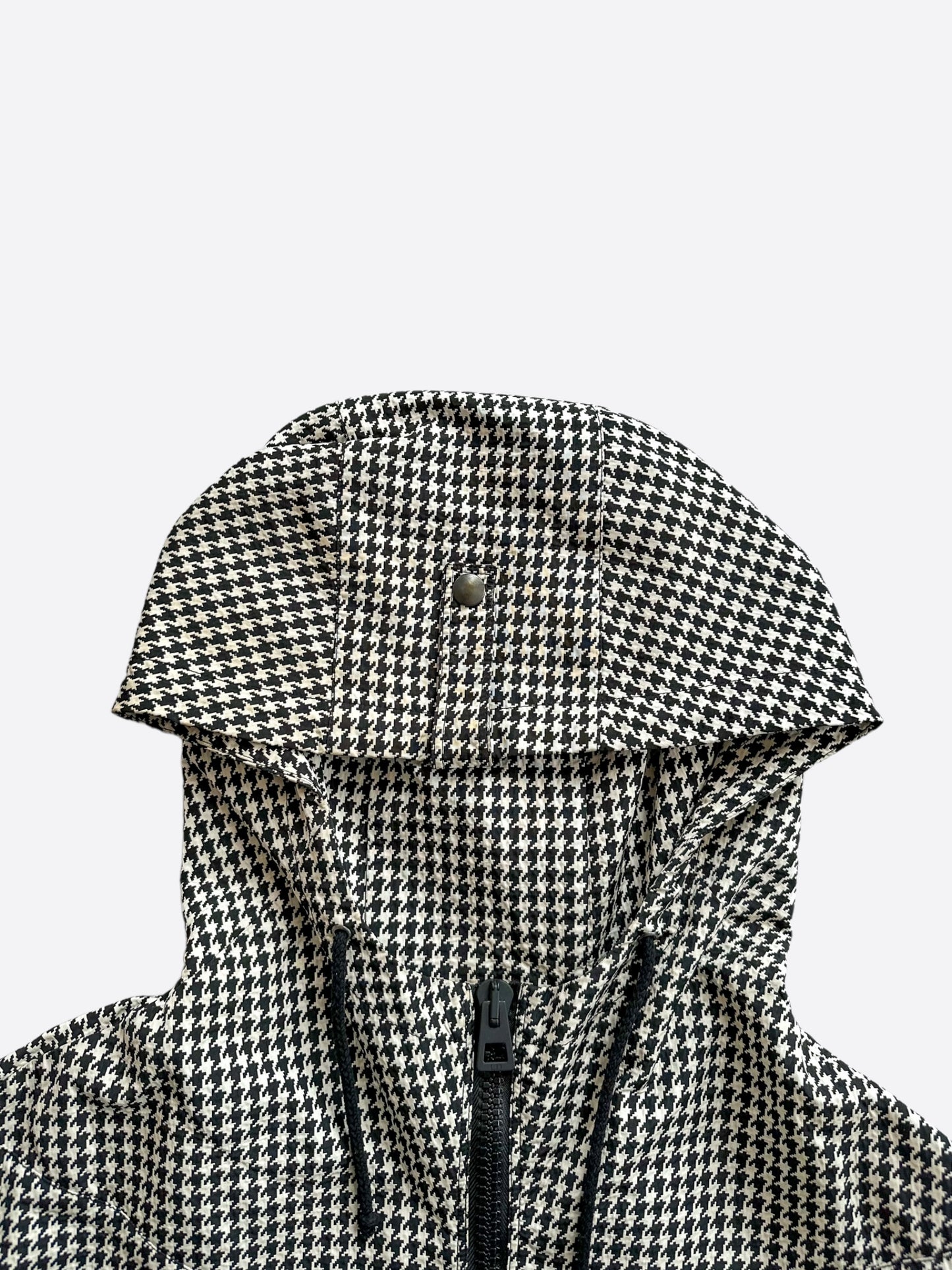 Dior Black & White Houndstooth Taffeta Oversized Women's Anorak