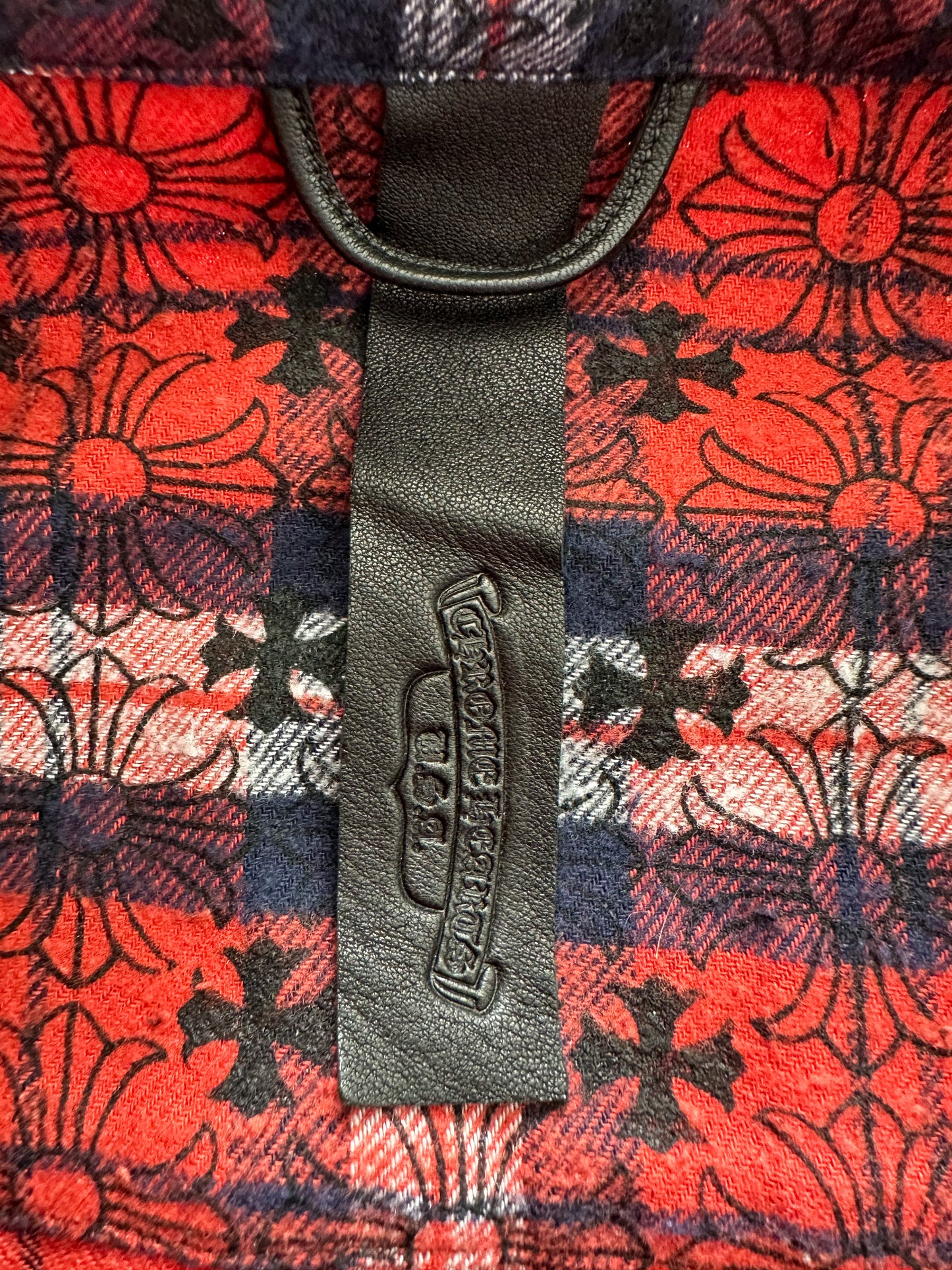 Chrome Hearts Red Cross Patch Jacquard Button Up Shirt