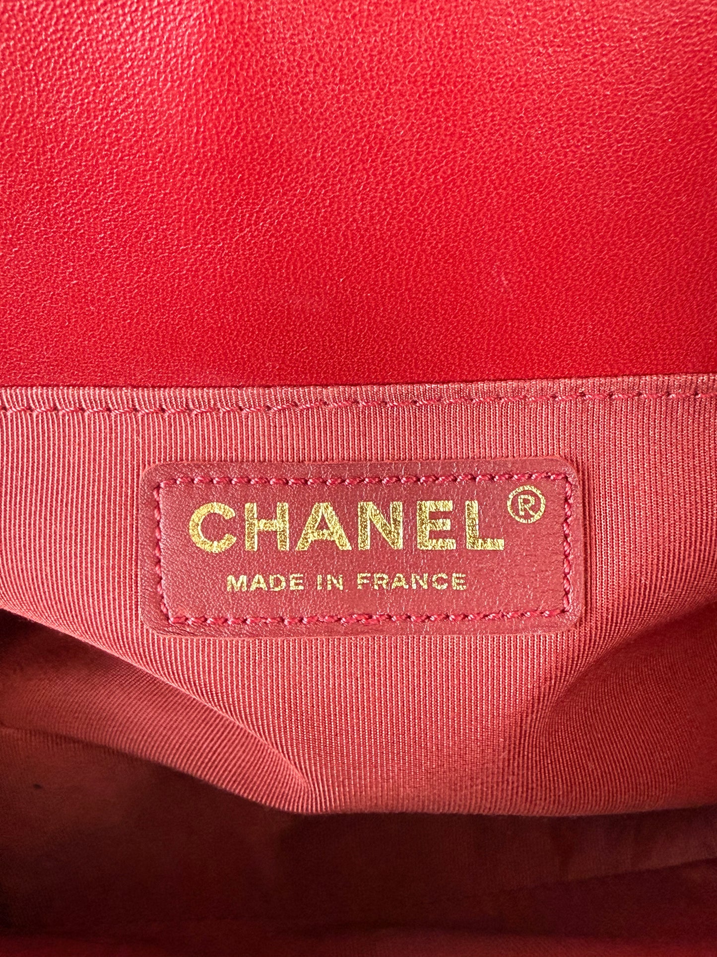 Chanel Red Quilted Lambskin Medium Boy Bag