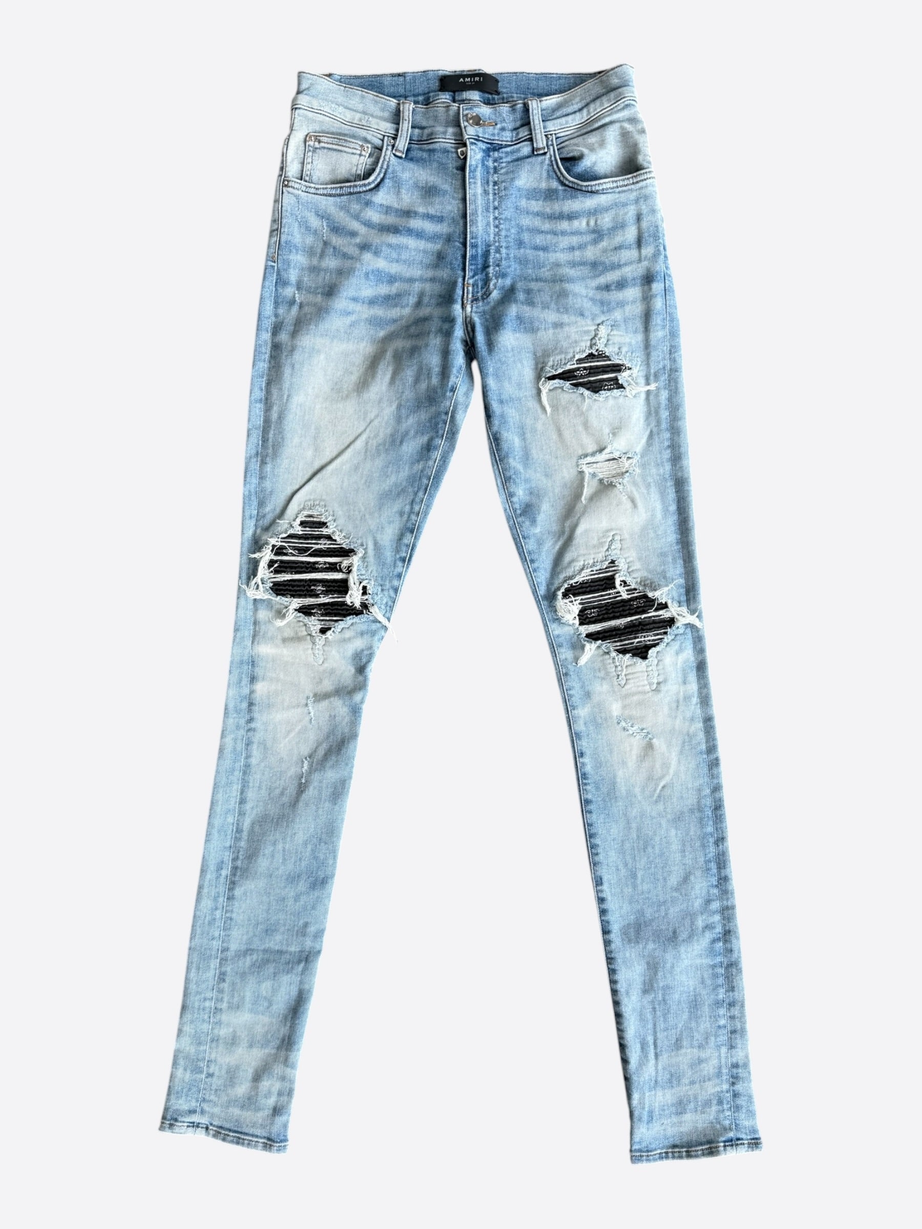 Amiri Light Indigo & Black Bandana Patch MX1 Jeans – Savonches