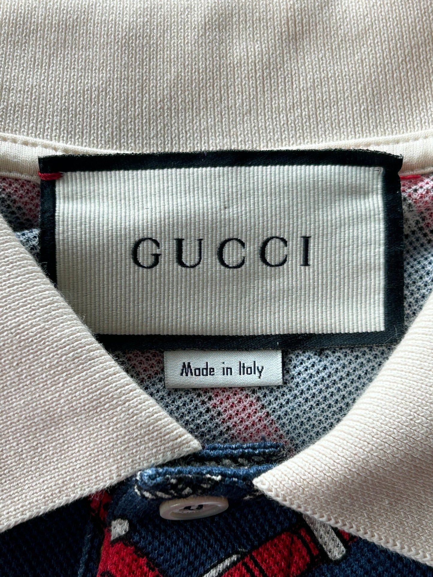 Gucci Navy & Red Belt Print Polo T-Shirt