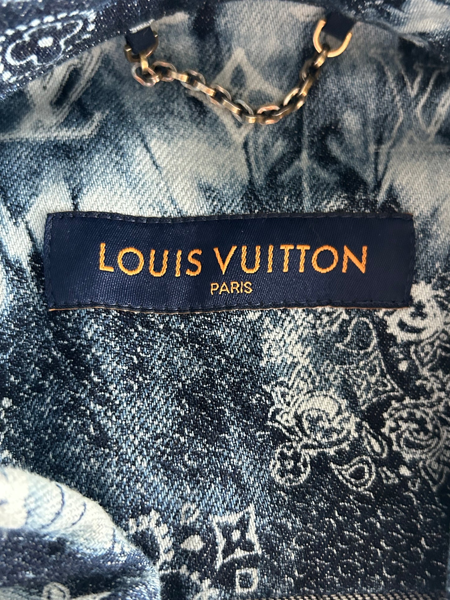 Louis Vuitton Blue Bleached Bandana Denim Button Up Shirt
