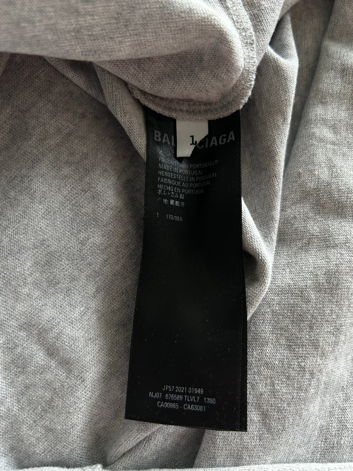 Balenciaga Grey & White Paris Logo T-Shirt