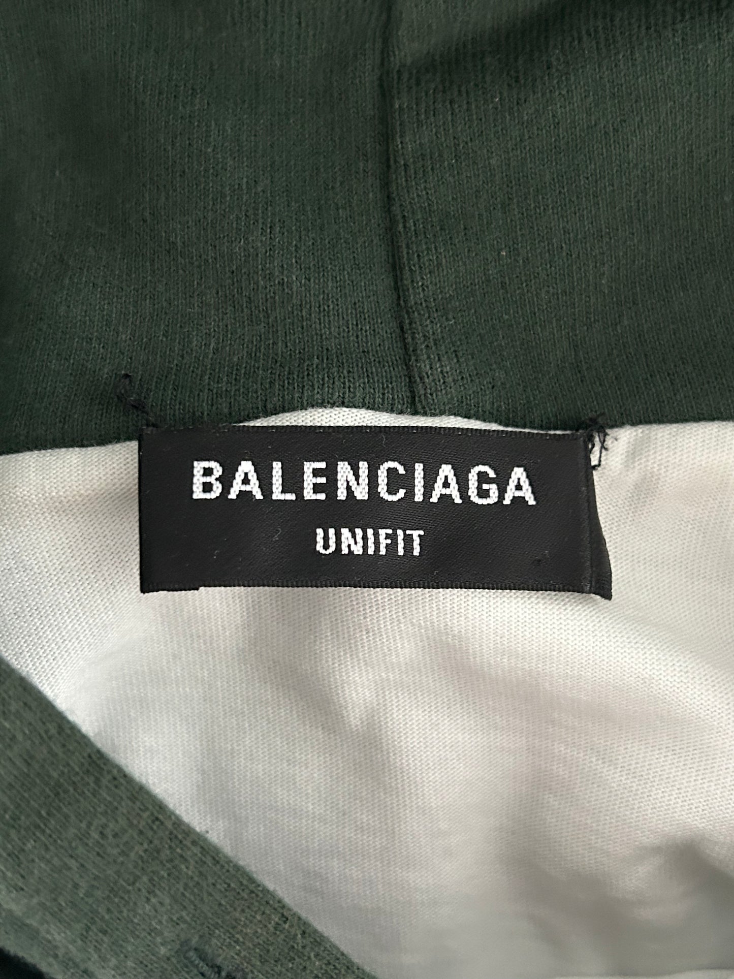Balenciaga Green & White Logo Distressed Hoodie