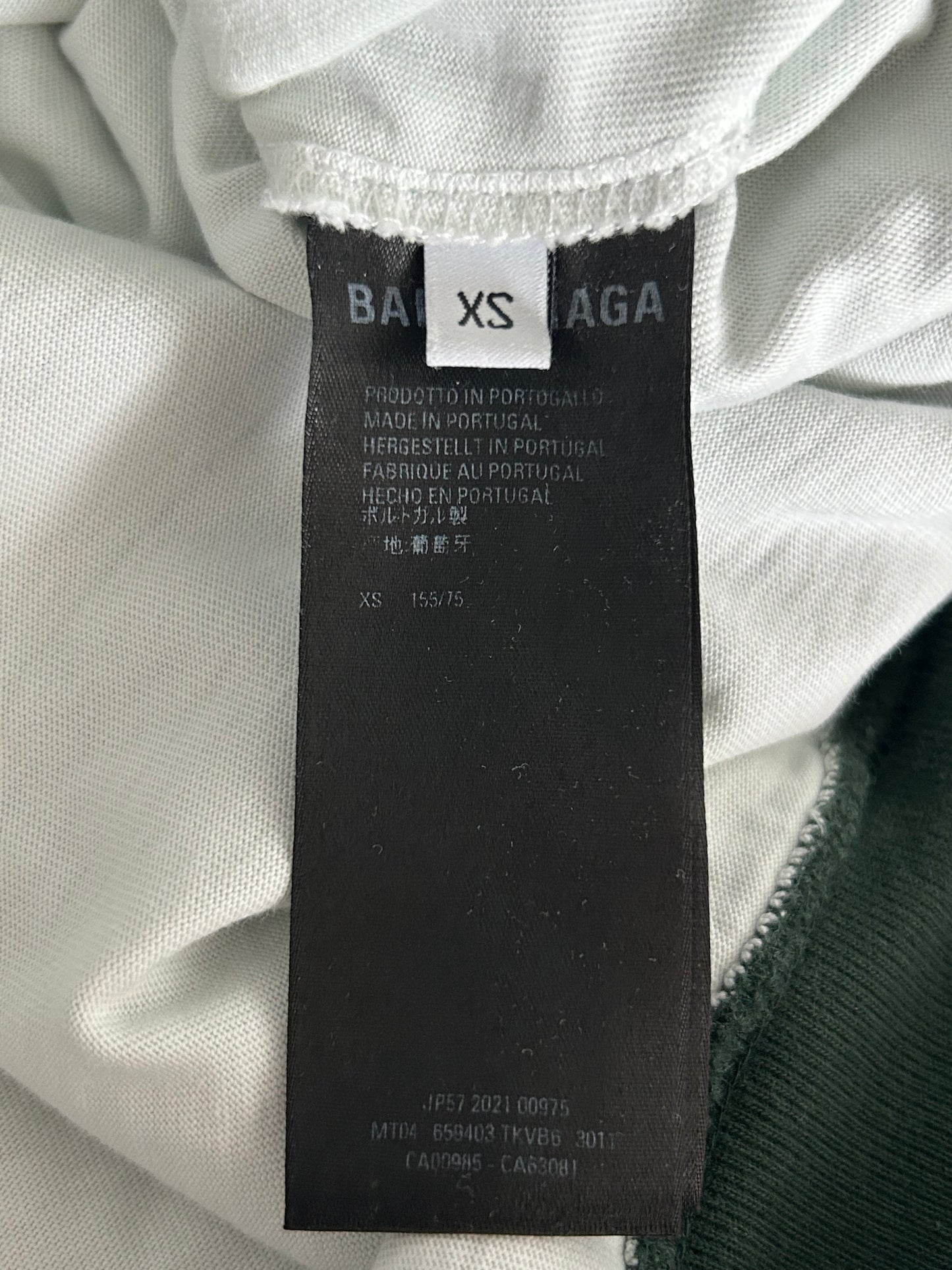 Balenciaga Green & White Logo Distressed Hoodie