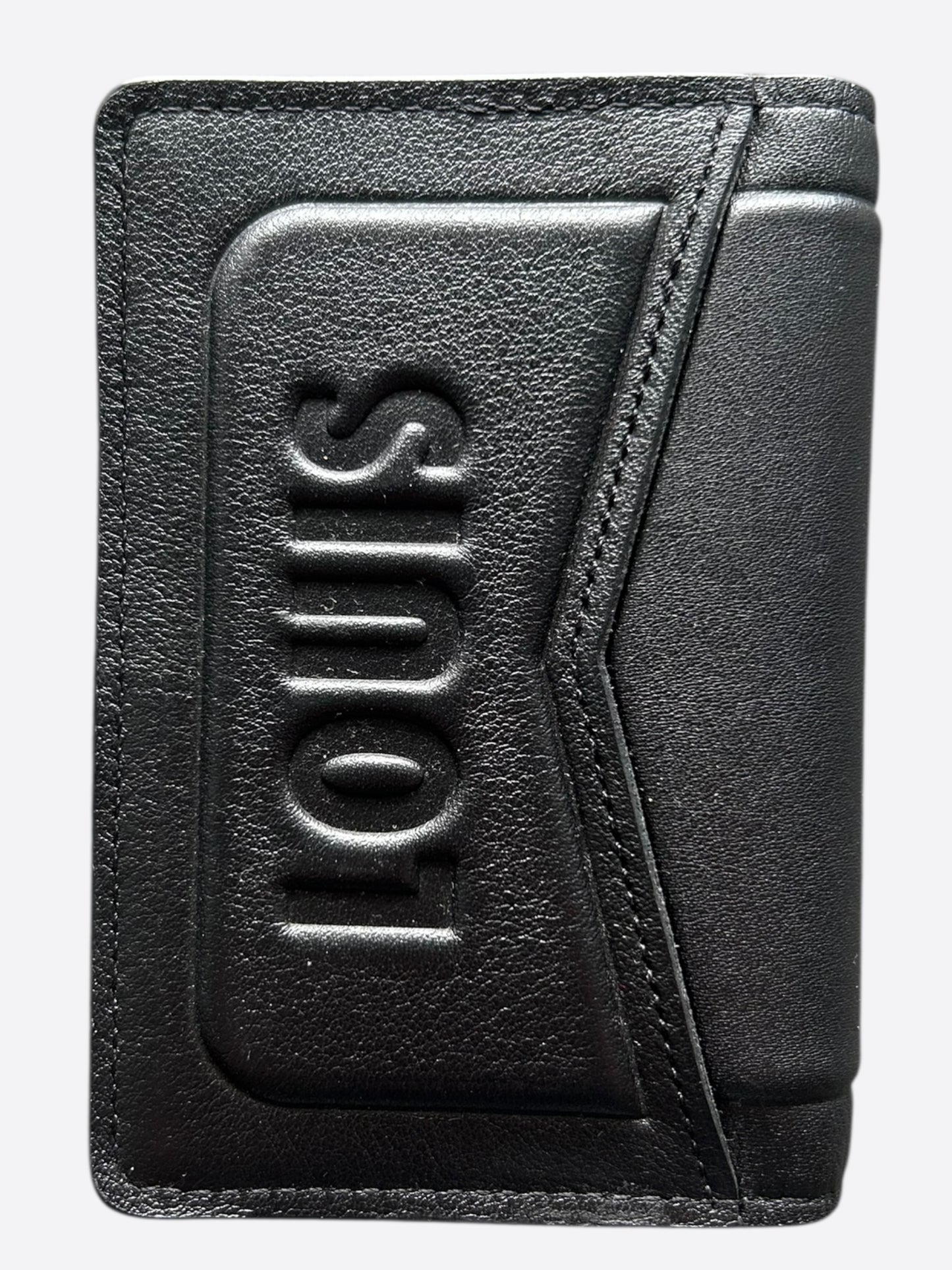 Louis Vuitton Black Embossed Logo Leather Pocket Organizer