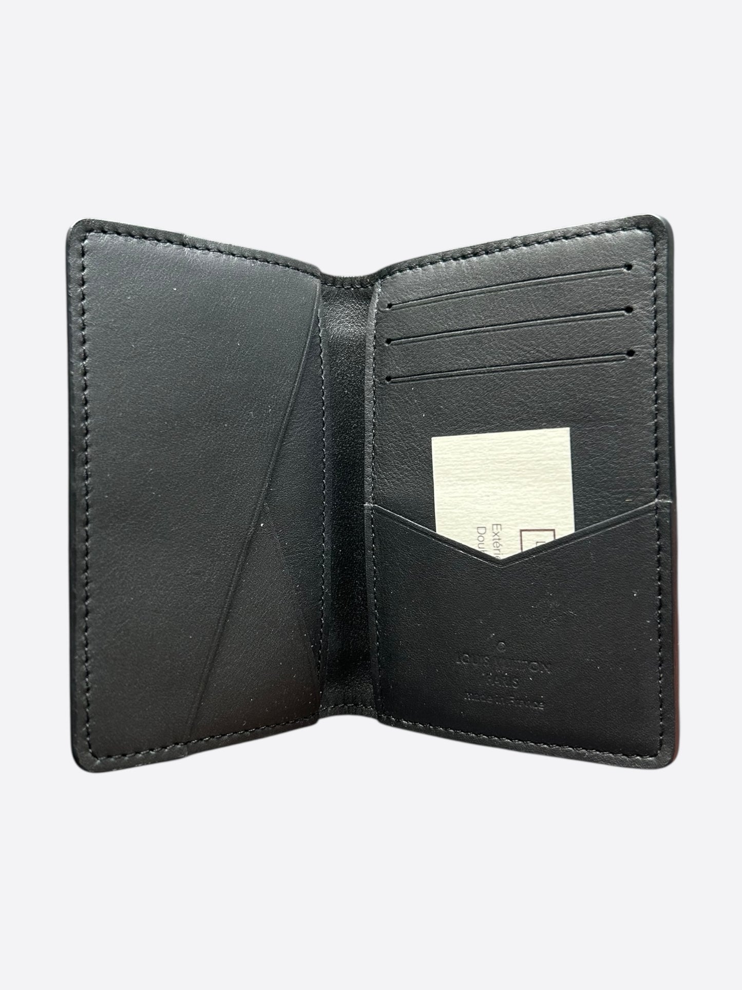 Louis Vuitton Black Embossed Logo Leather Pocket Organizer