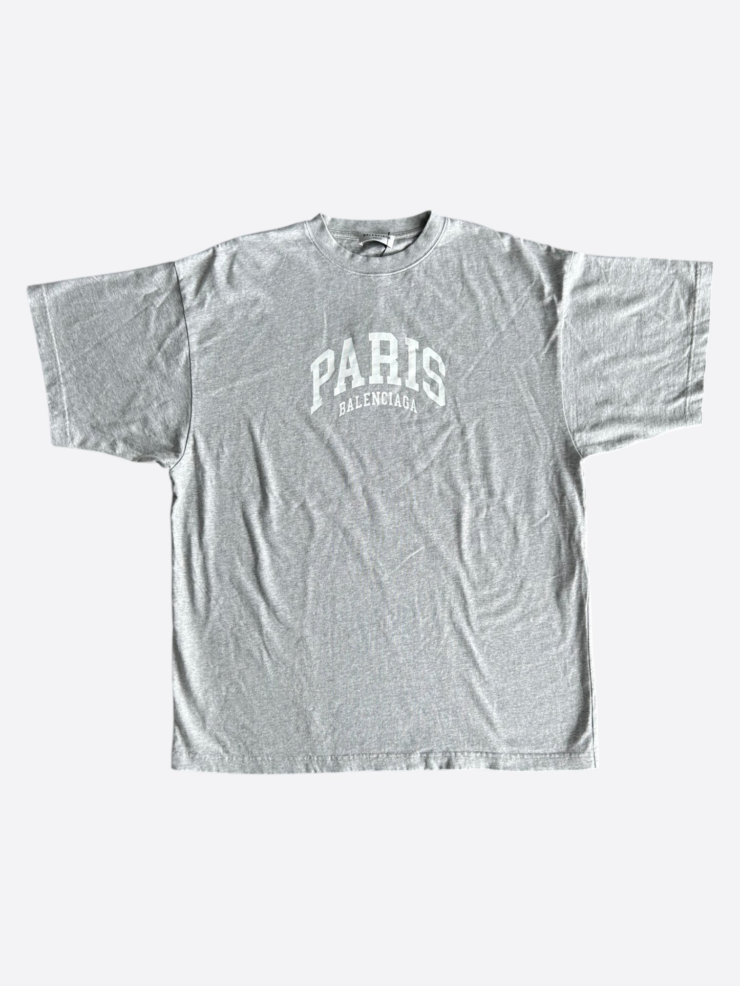 Balenciaga Grey & White Paris Logo T-Shirt