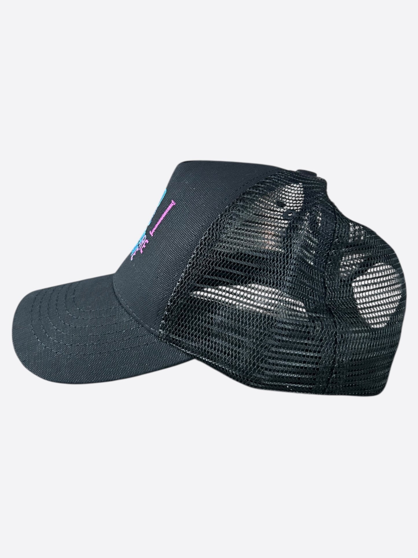 Amiri Black Rainbow Beverly Hills Logo Trucker Hat