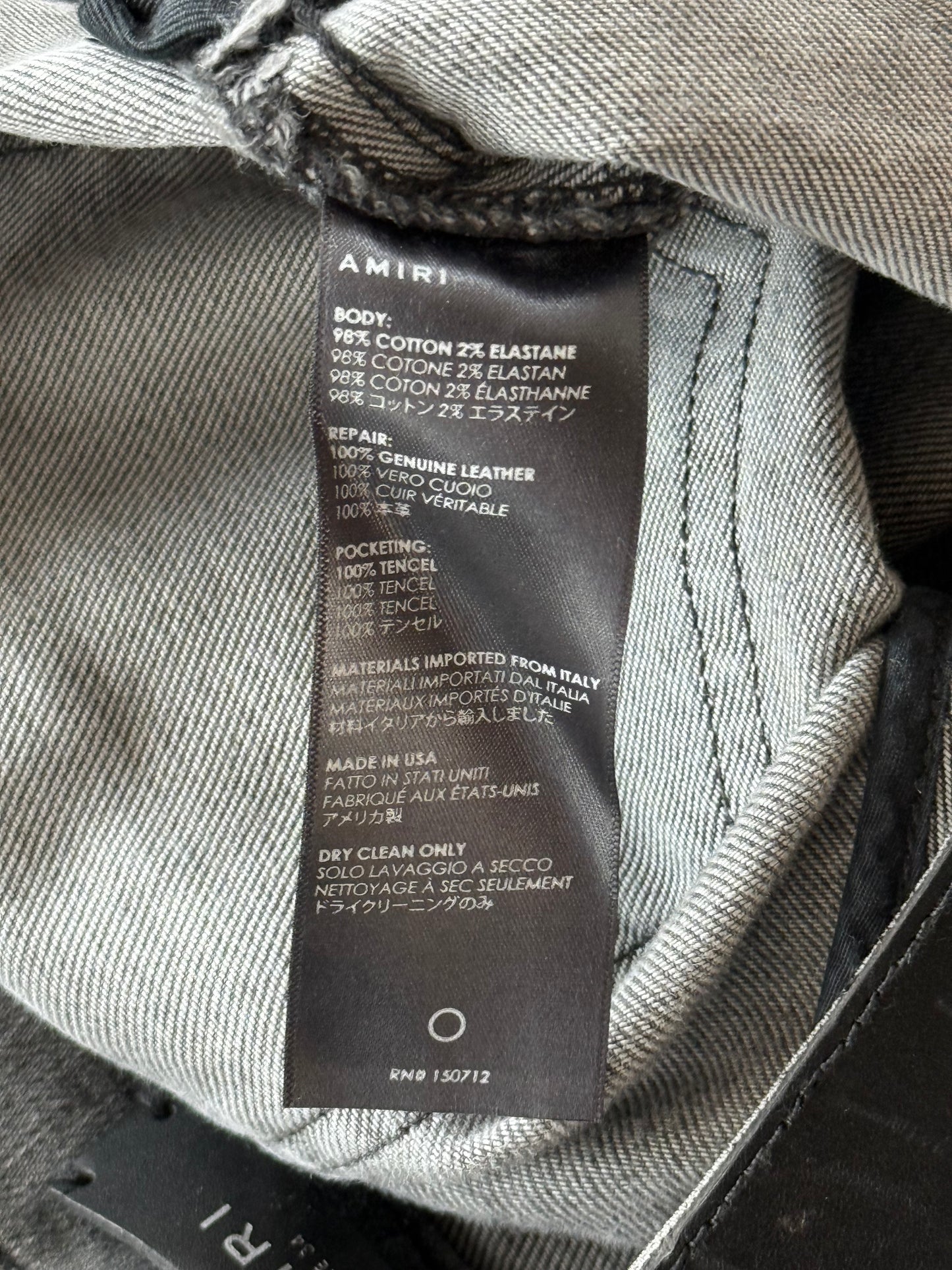 Amiri Storm Grey & Black Patch MX1 Jeans