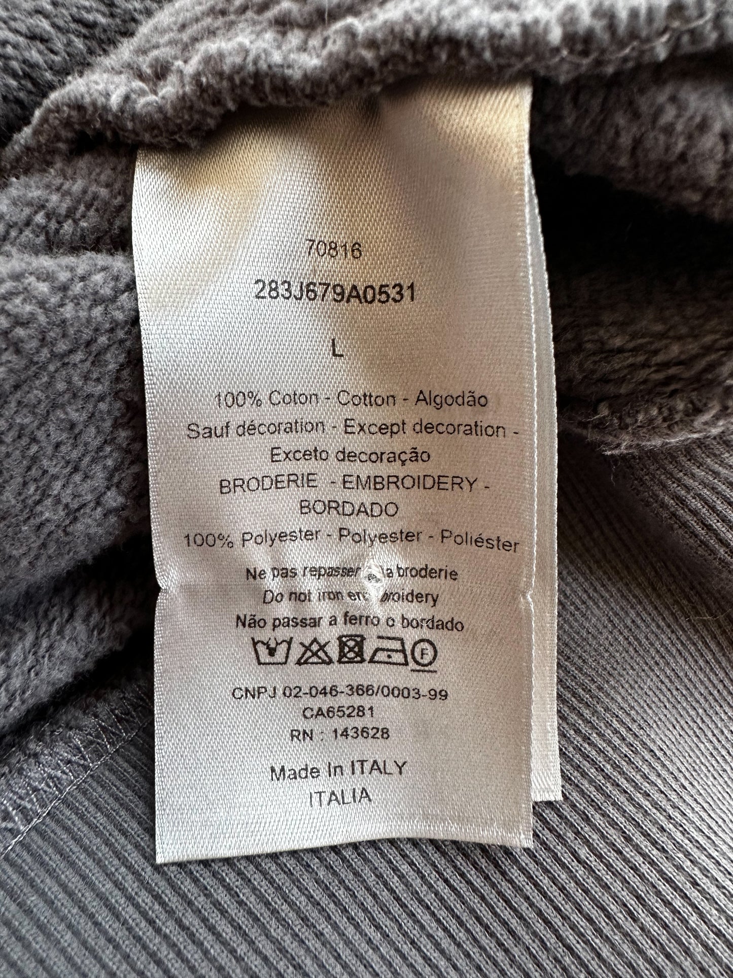 Dior Cactus Jack Grey & White Embroidered Logo Sweater