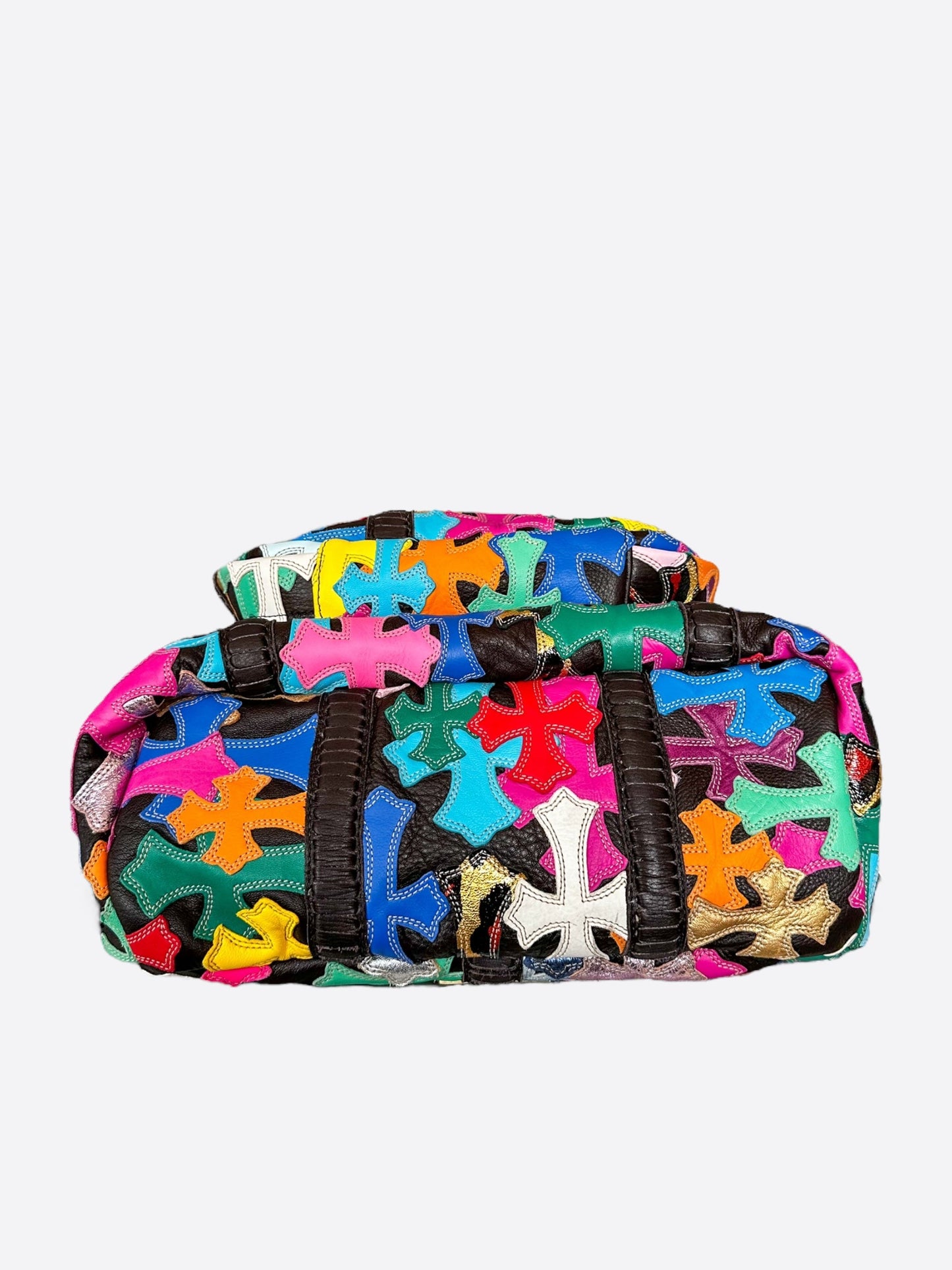 Chrome Hearts Black Multicolor Cross Patch Leather Backpack