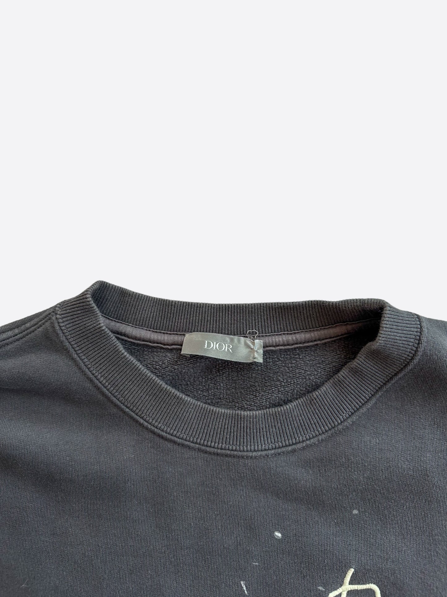 Dior Cactus Jack Grey & White Embroidered Logo Sweater