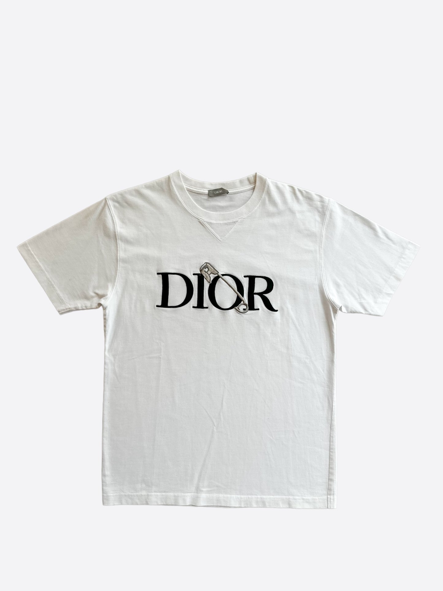 Dior Judy Blame White & Black Pin Embroidered Logo T-Shirt