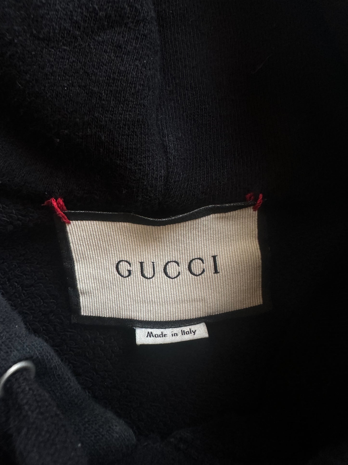 Gucci Black Bootleg Logo Distressed Hoodie