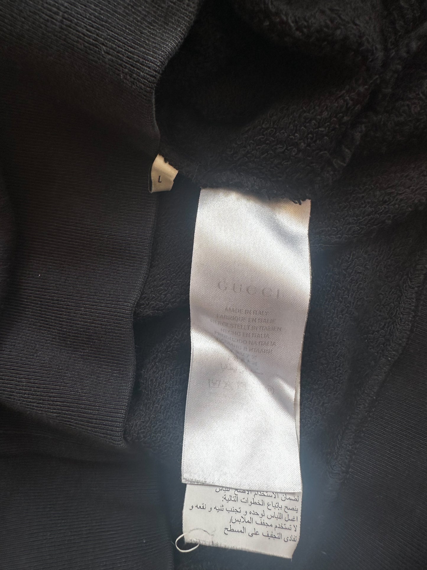 Gucci Black Bootleg Logo Distressed Hoodie