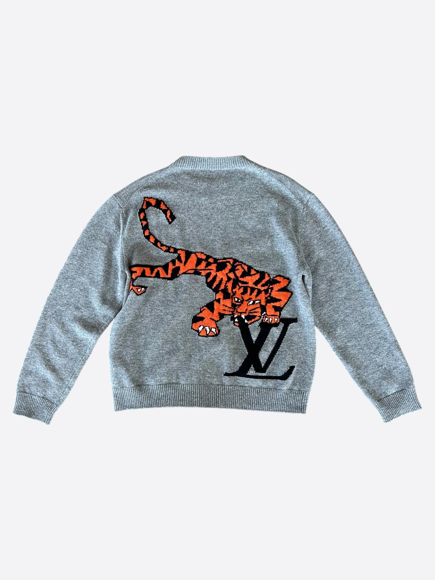 Louis Vuitton Grey Tiger Wool Knitted Sweater