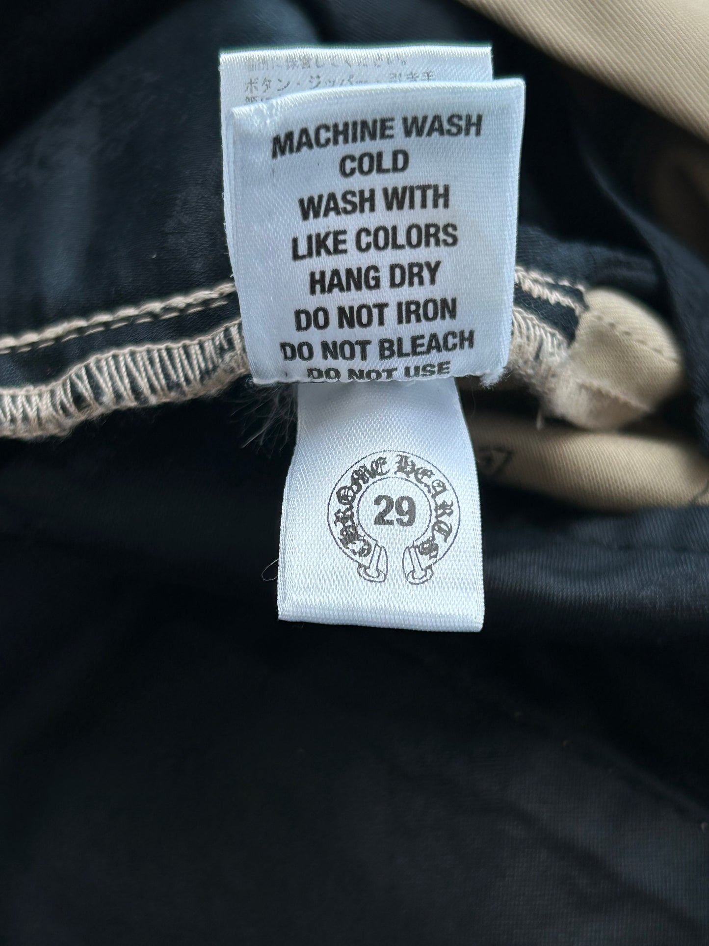 Chrome Hearts Beige Black Cross Patch Chinos