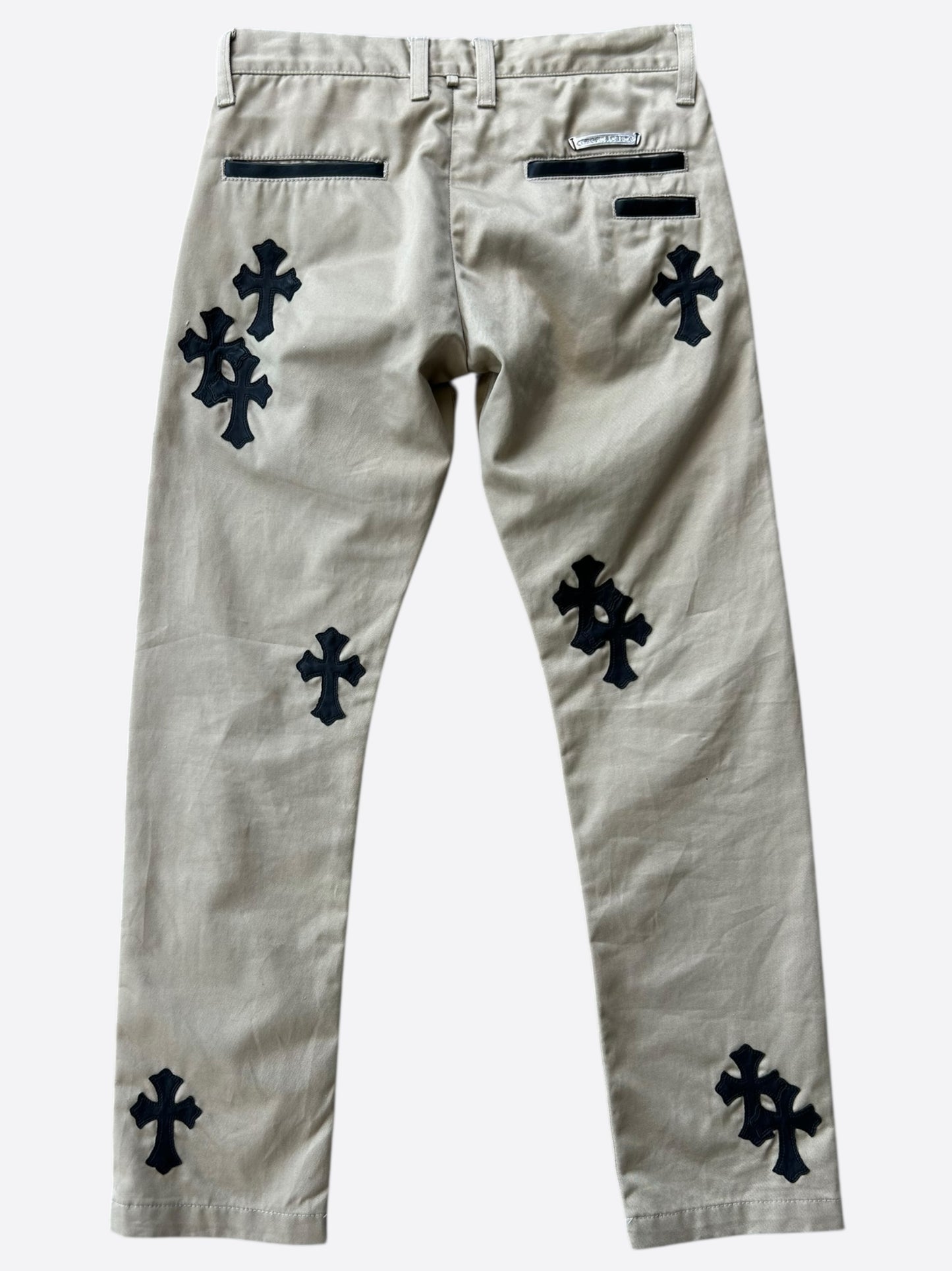 Chrome Hearts Beige Black Cross Patch Chinos