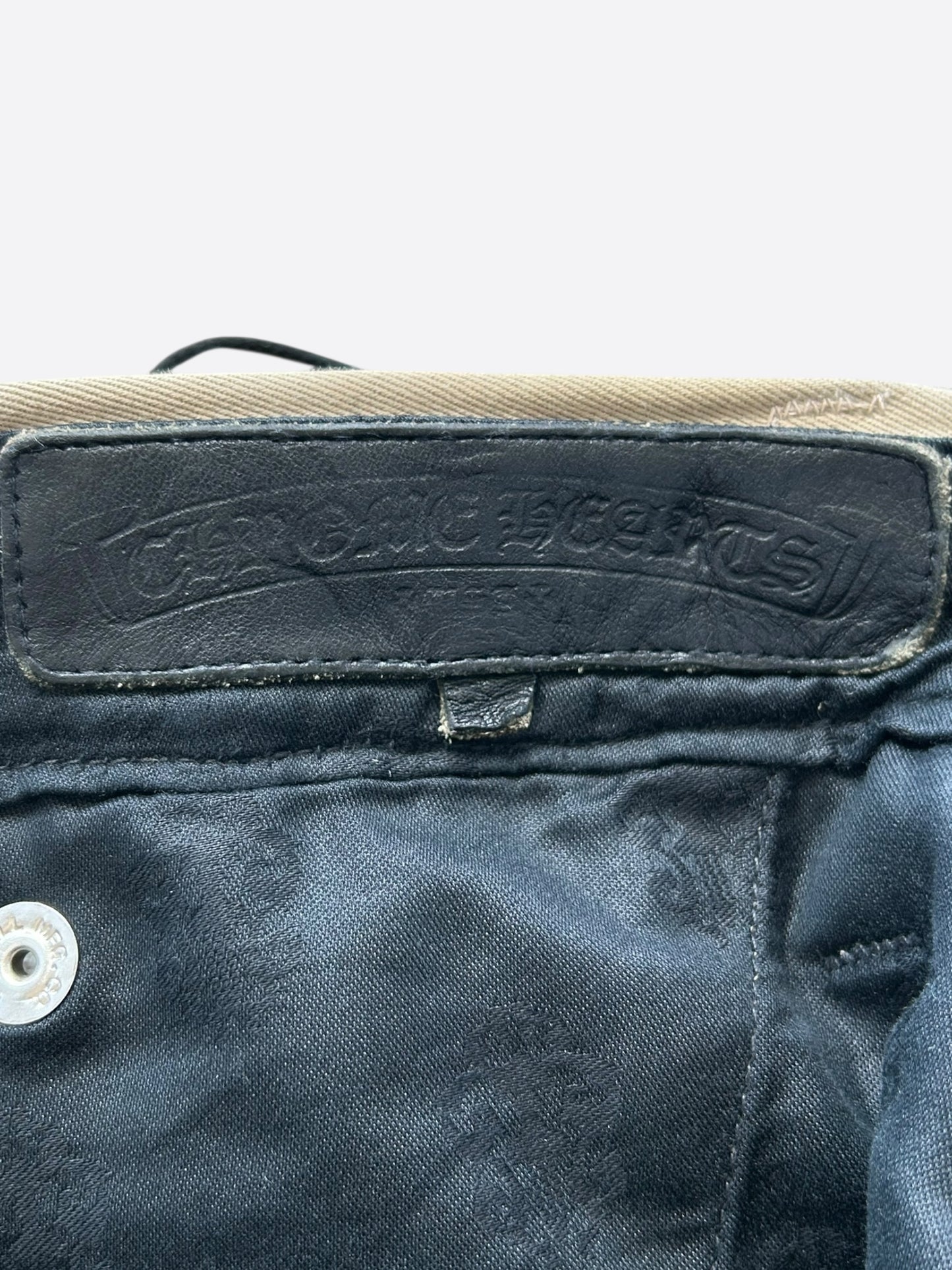 Chrome Hearts Beige Black Cross Patch Chinos