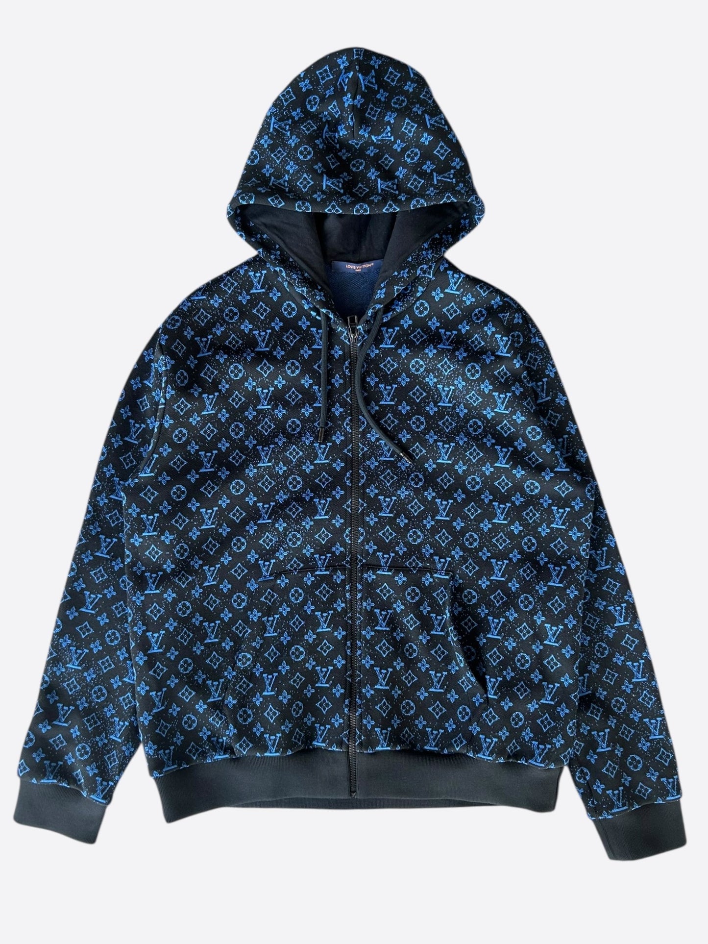 Louis Vuitton Black & Blue Monogram Zip Up Hoodie