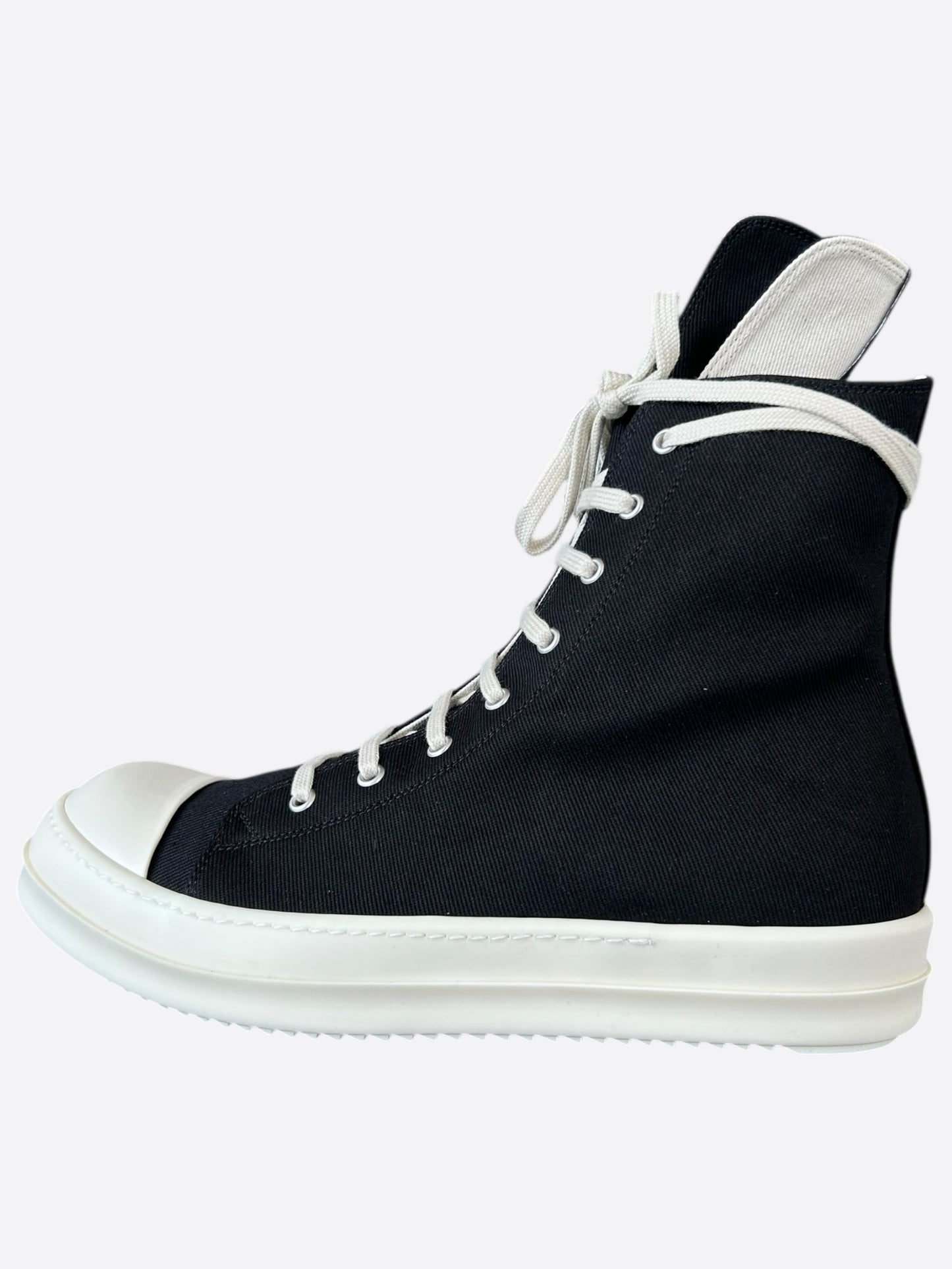 Rick Owens Black & White Hollywood High Top Sneakers
