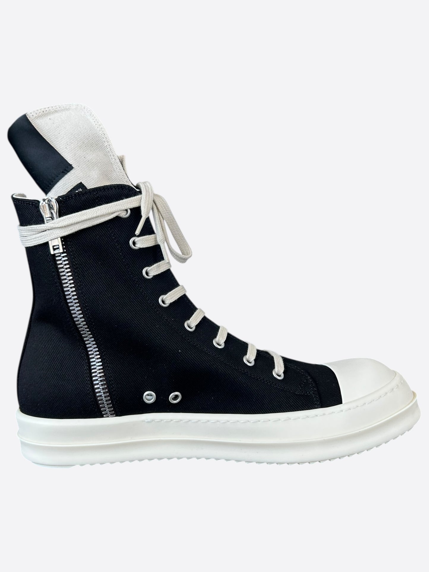 Rick Owens Black & White Hollywood High Top Sneakers